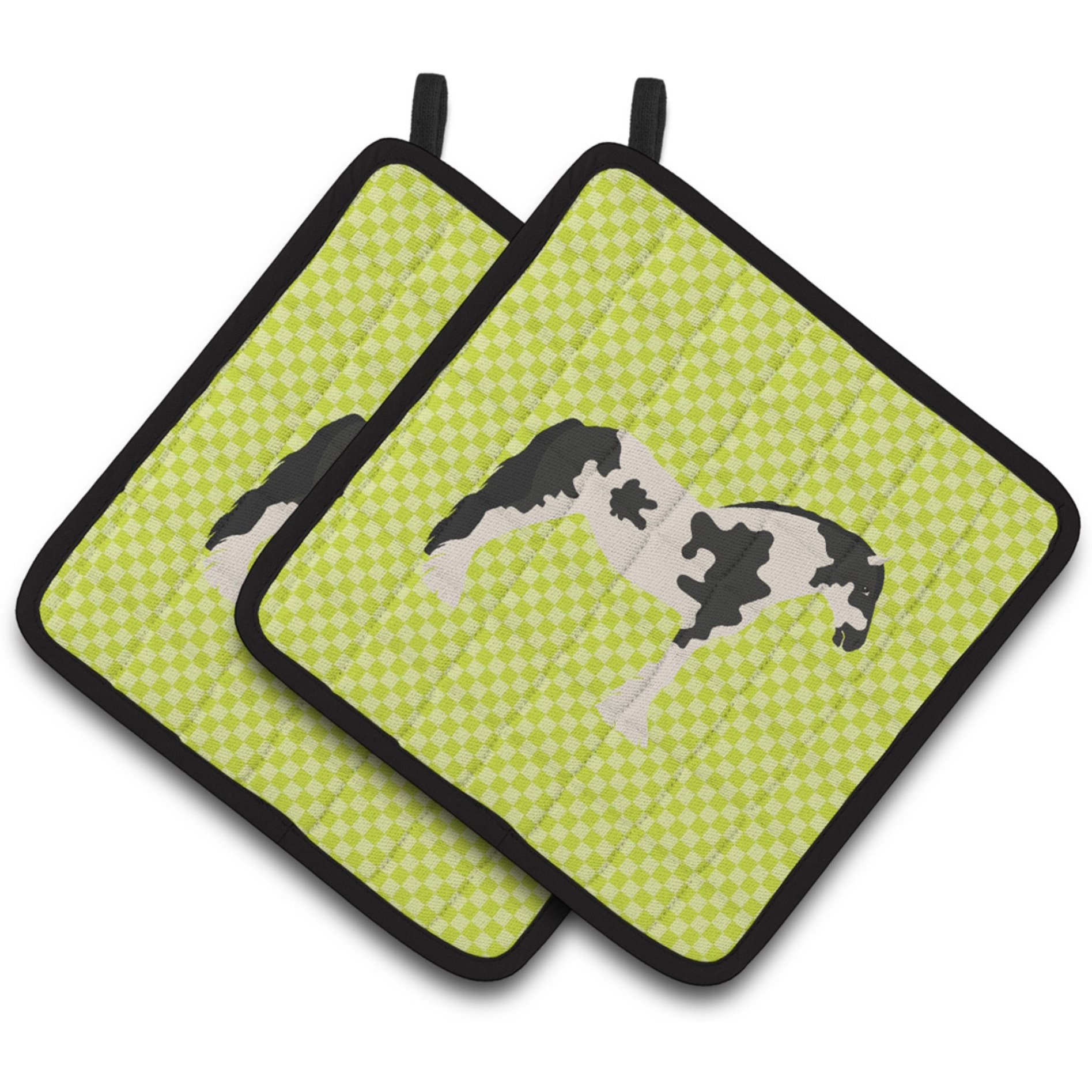 &quotCaroline's Treasures Cyldesdale Horse Green Decorated Pot Holder, 7.5"" x 7.5"""