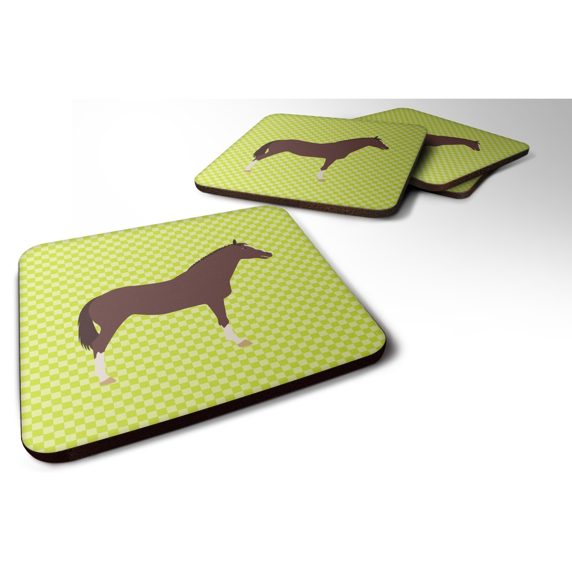 &quotCaroline's Treasures English Thoroughbred Horse Green Decorative coasters, 3.5, Multicolor"