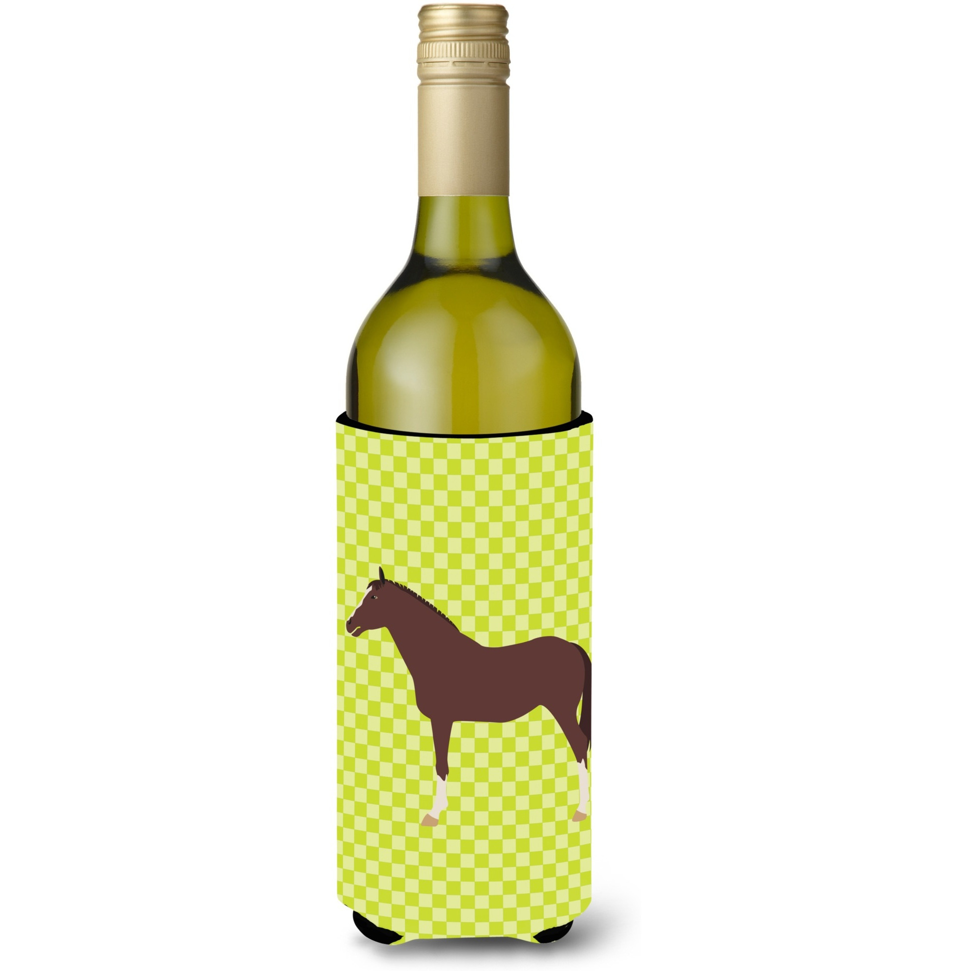 &quotCaroline's Treasures English Thoroughbred Horse Green Decorative Bottle Hugger, 750 ml, Multicolor"
