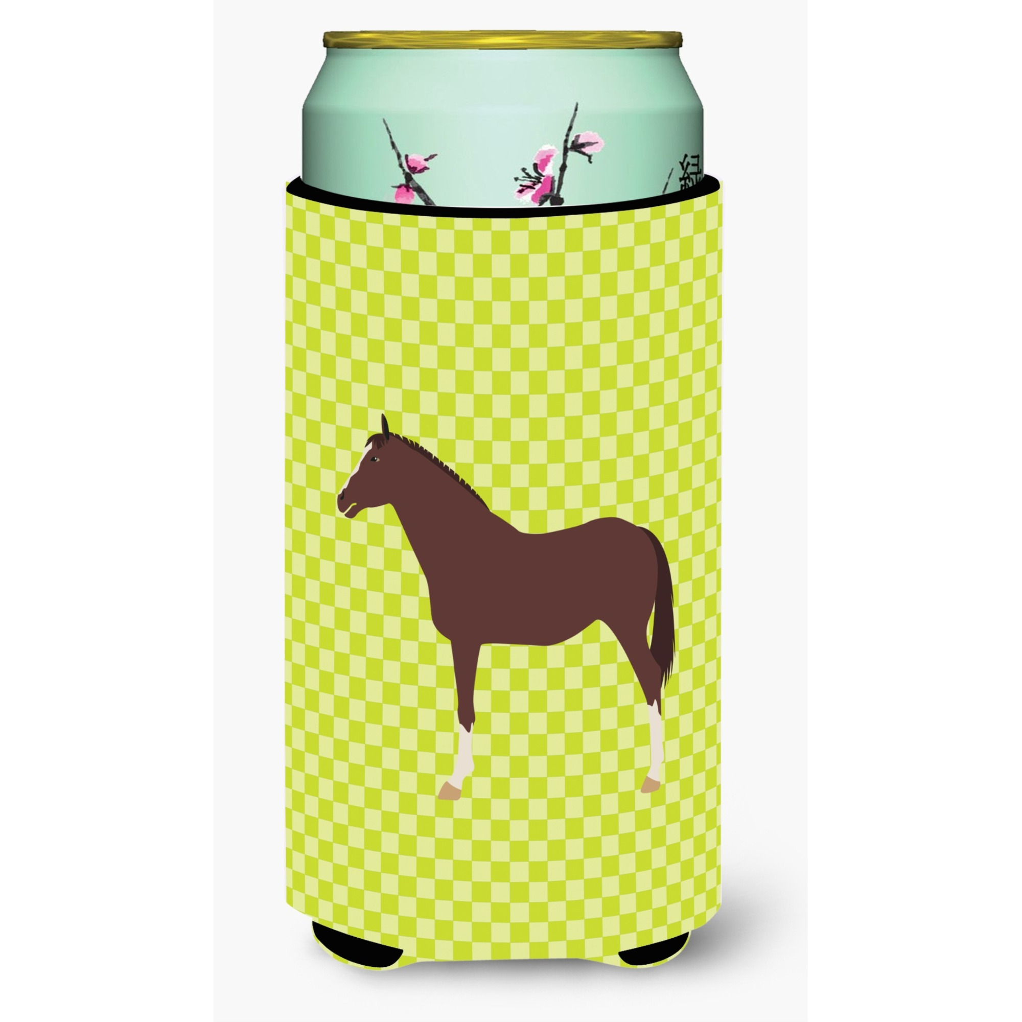 &quotCaroline's Treasures English Thoroughbred Horse Green Decorative Can Hugger, Tall Boy, Multicolor"