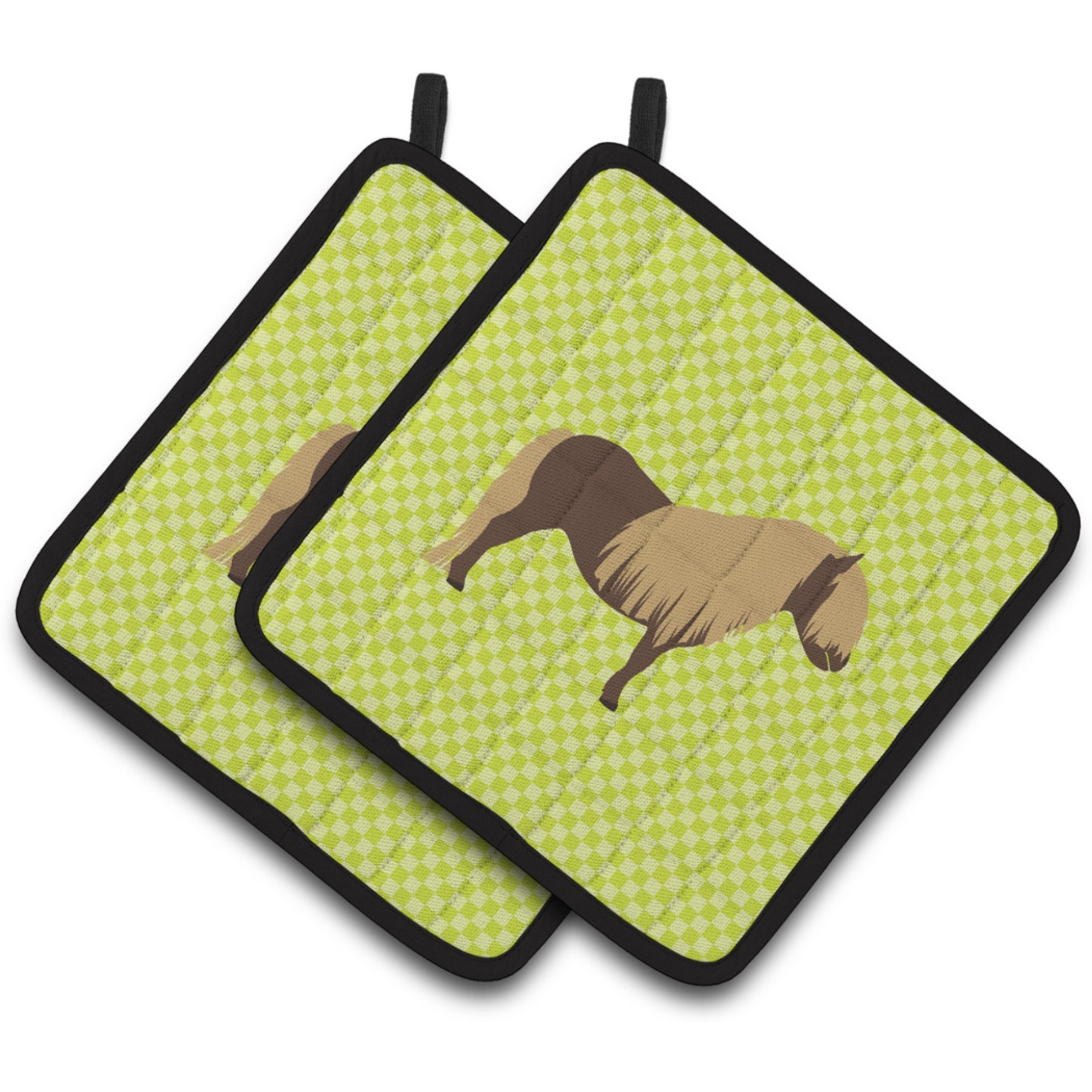 &quotCaroline's Treasures Shetland Pony Horse Green Decorated Pot Holder, 7.5"" x 7.5"""