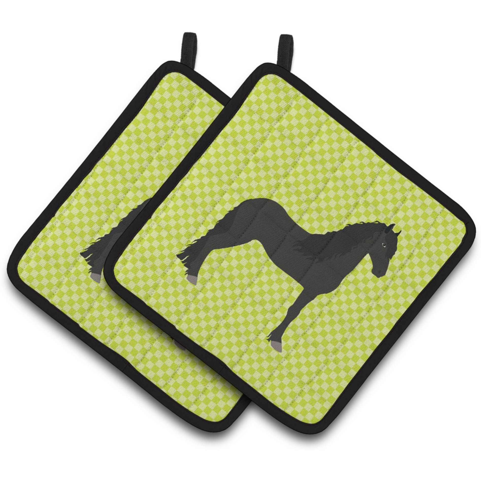 &quotCaroline's Treasures Friesian Horse Green Decorated Pot Holder, 7.5"" x 7.5"""