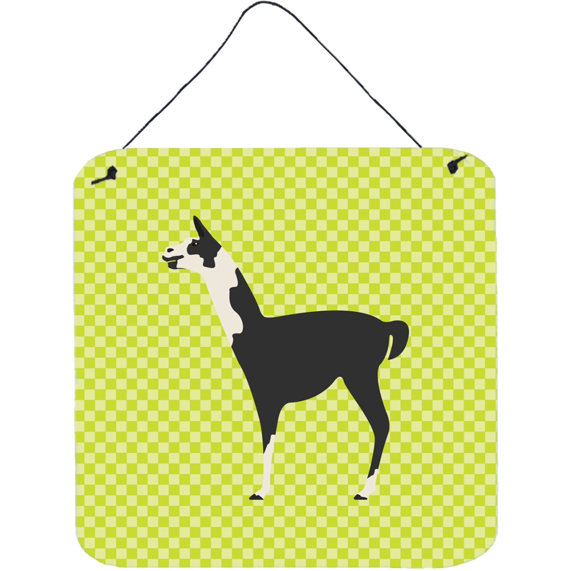 &quotCaroline's Treasures Green Llama Q' Ara Metal Print, 6"" H x 6"" W"