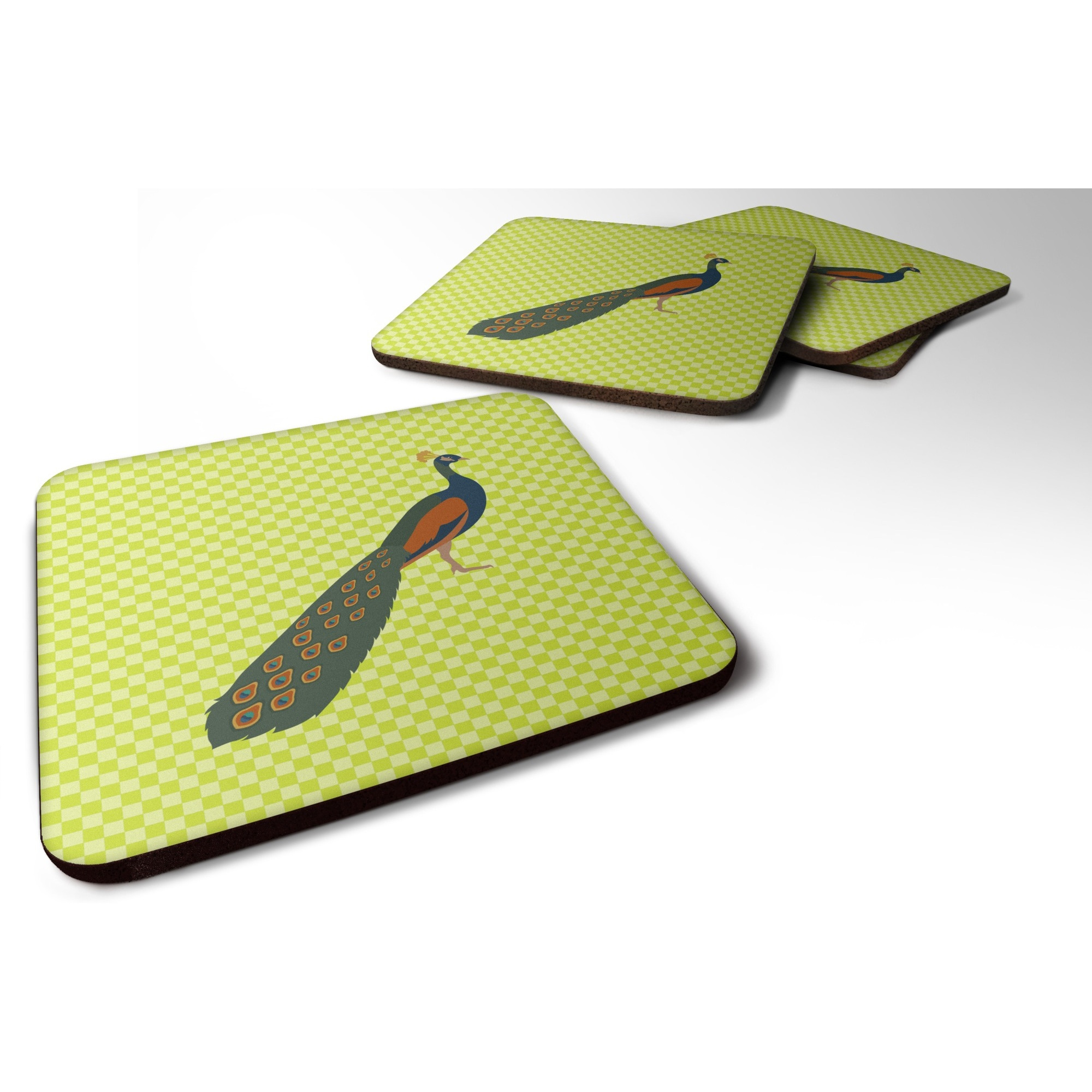 &quotCaroline's Treasures Indian Peacock Peafowl Green Decorative Coasters, 3.5"", Multicolor"
