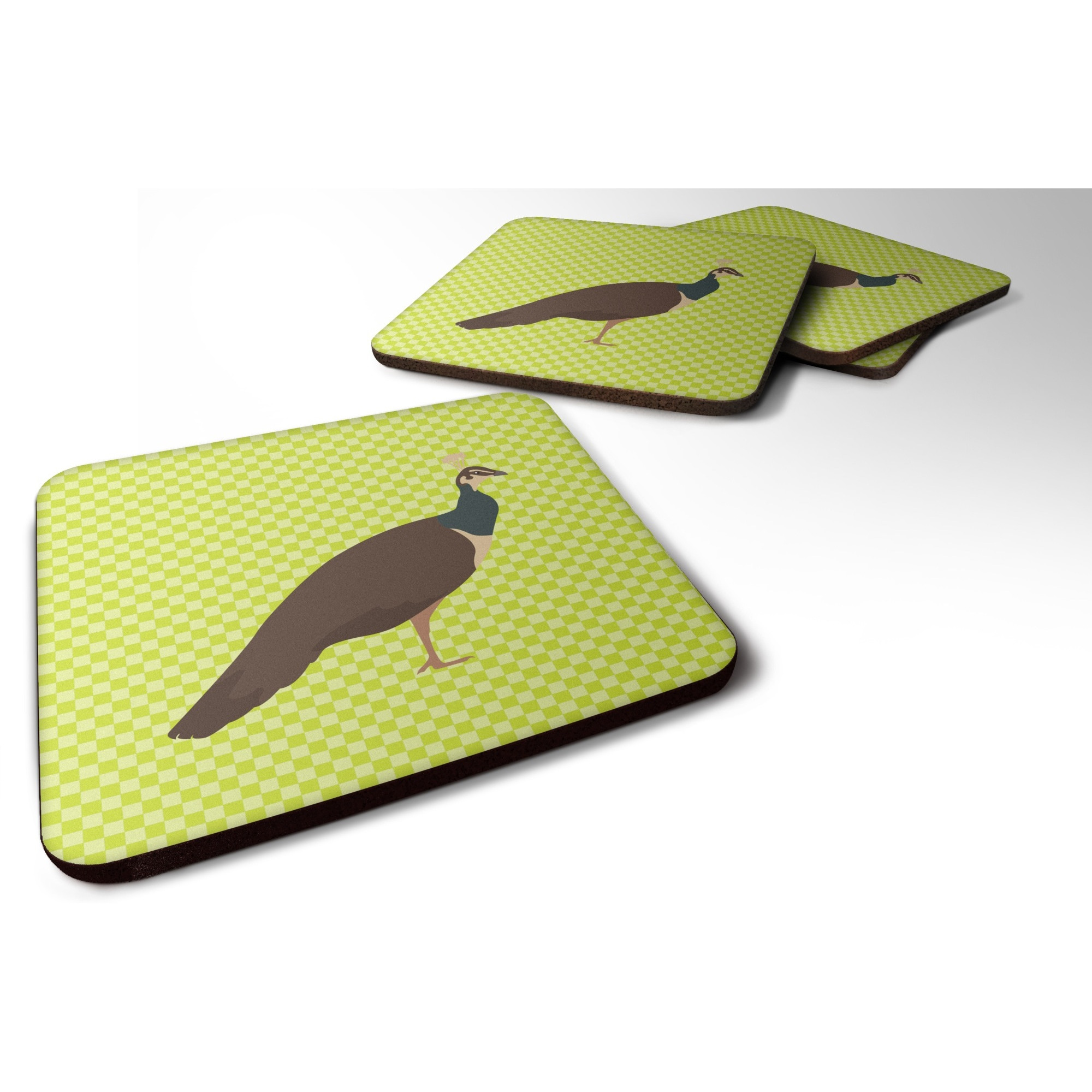 &quotCaroline's Treasures Indian Peahen Peafowl Green Decorative coasters, 3.5, Multicolor"