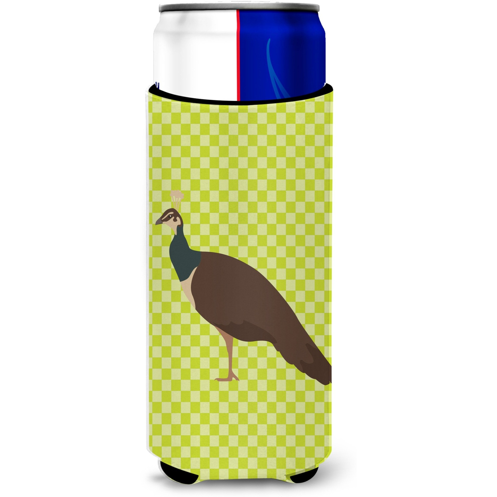 &quotCaroline's Treasures Indian Peahen Peafowl Green Decorative Can Hugger, Slim, Multicolor"