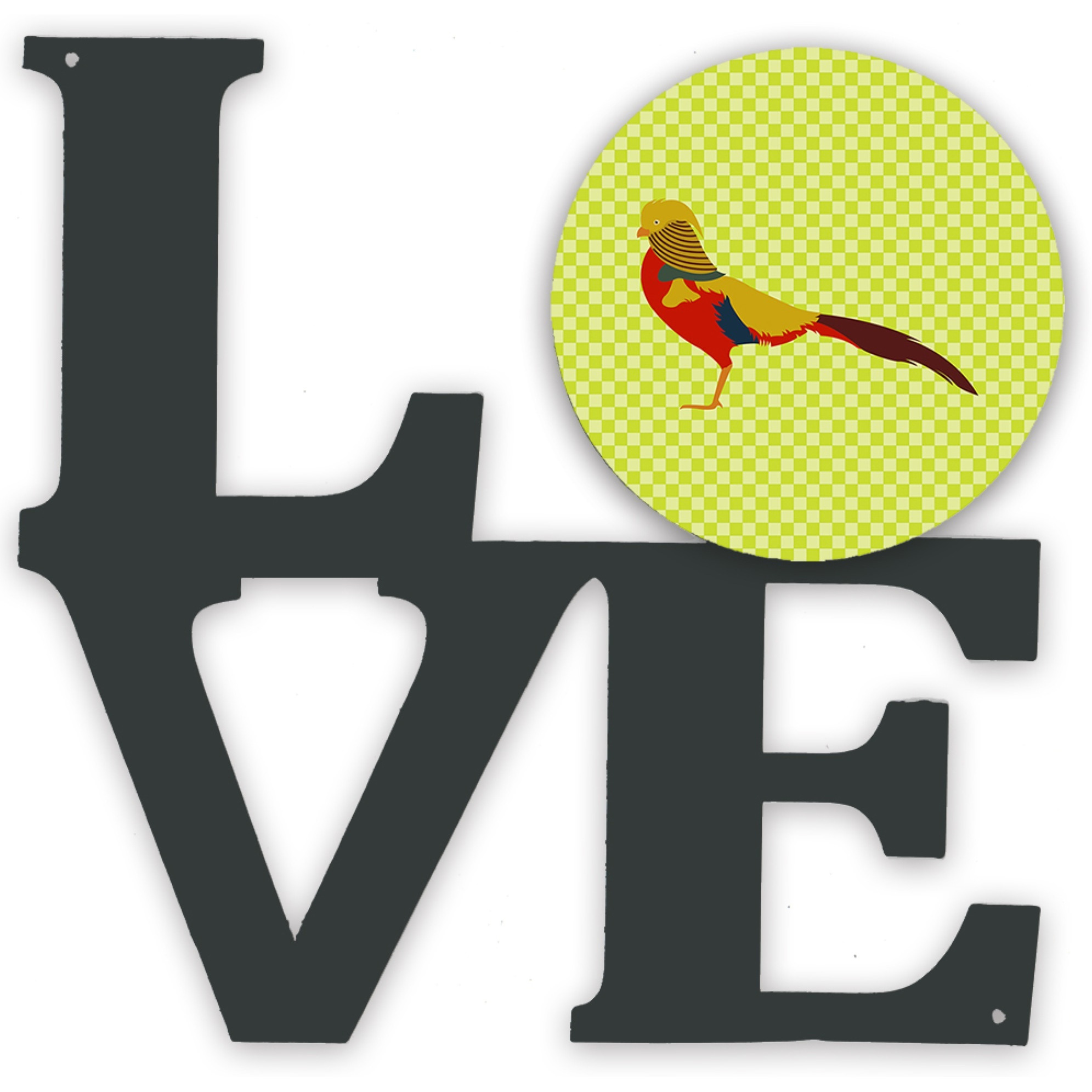 &quotCaroline's Treasures Golden or Chinese Pheasant Green Metal Artwork Love wall-decor, Multicolor"