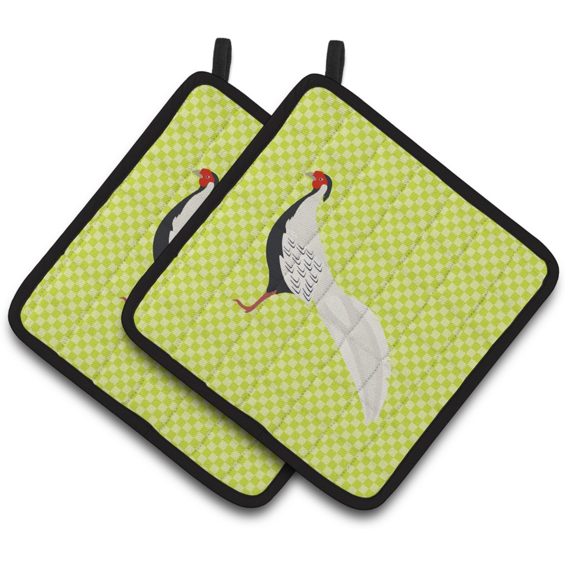 &quotCaroline's Treasures Silver Pheasant Green Decorated Pot Holder, 7.5"" x 7.5"""