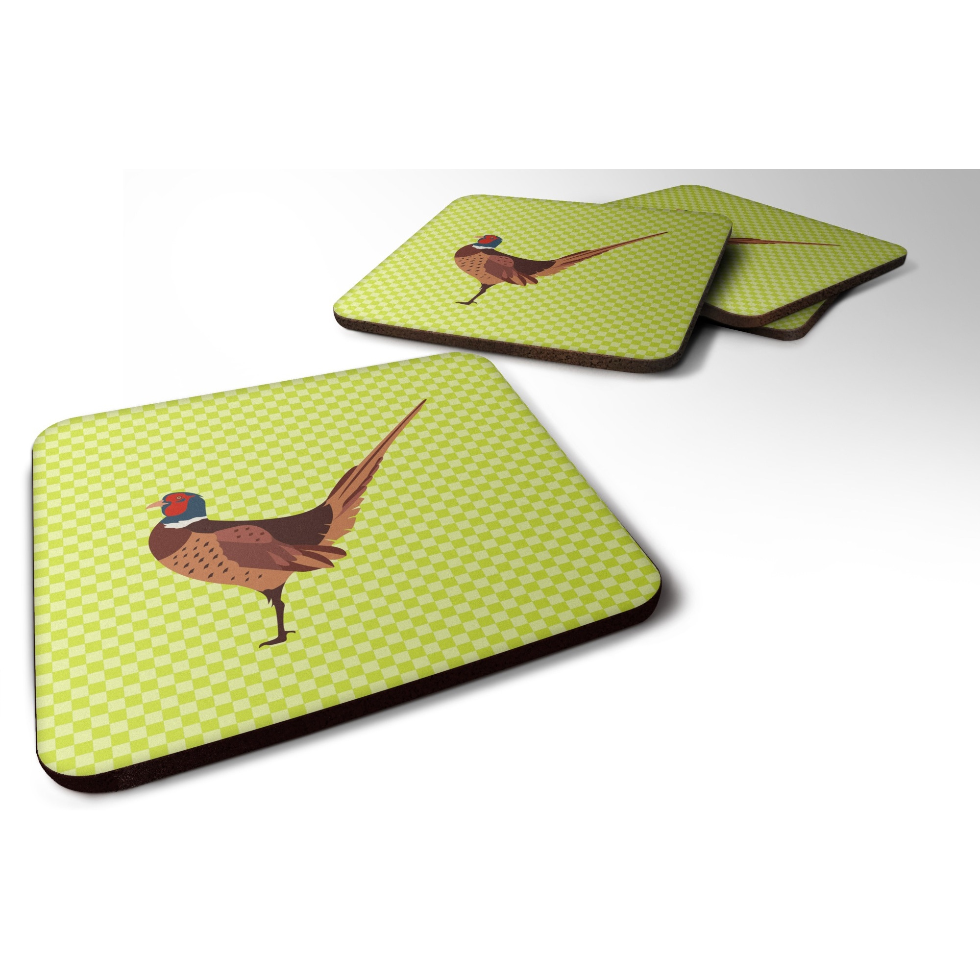 &quotCaroline's Treasures Ring-necked Common Pheasant Green Decorative coasters, 3.5, Multicolor"