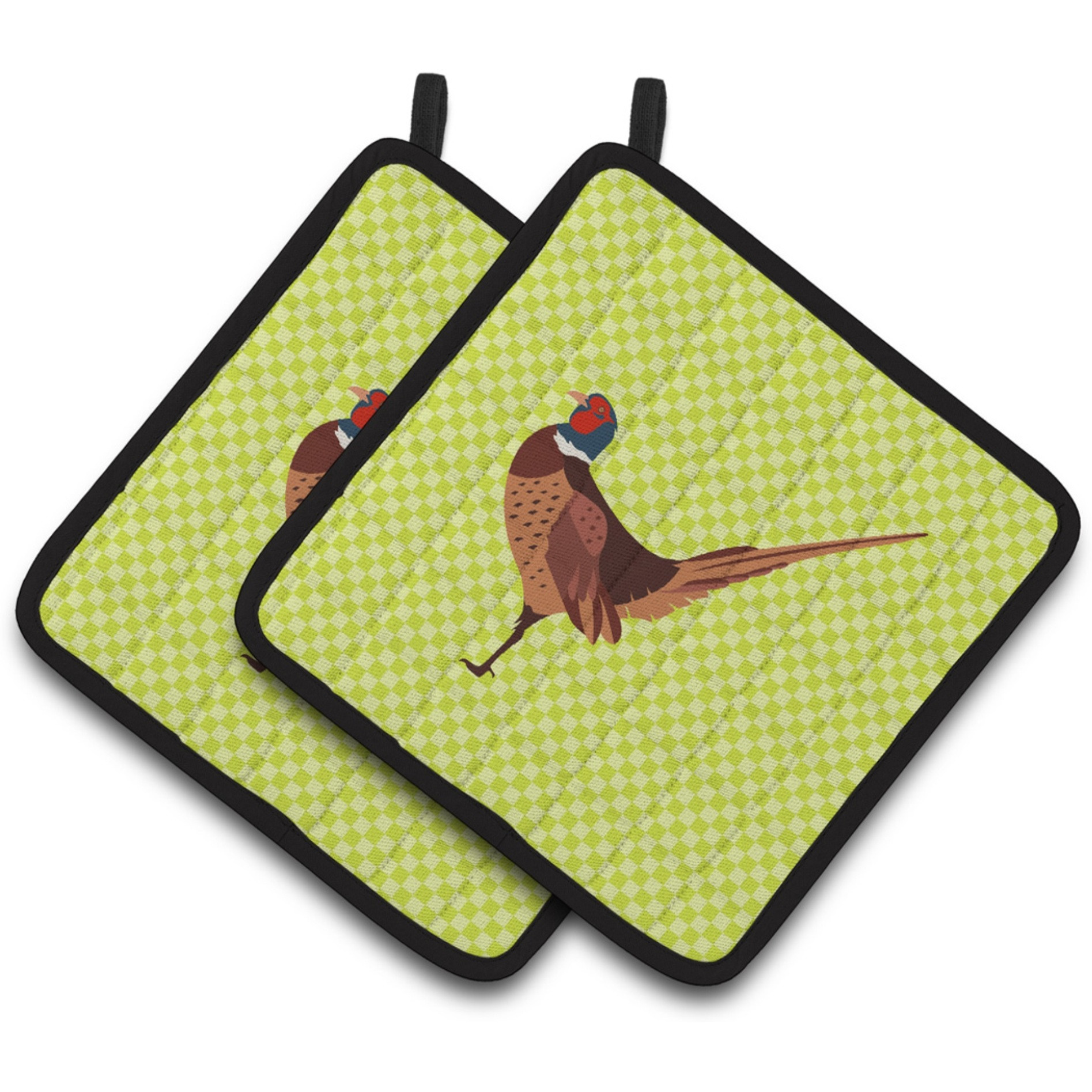 &quotCaroline's Treasures Ring-necked Common Pheasant Green Decorated Pot Holder, 7.5"" x 7.5"""