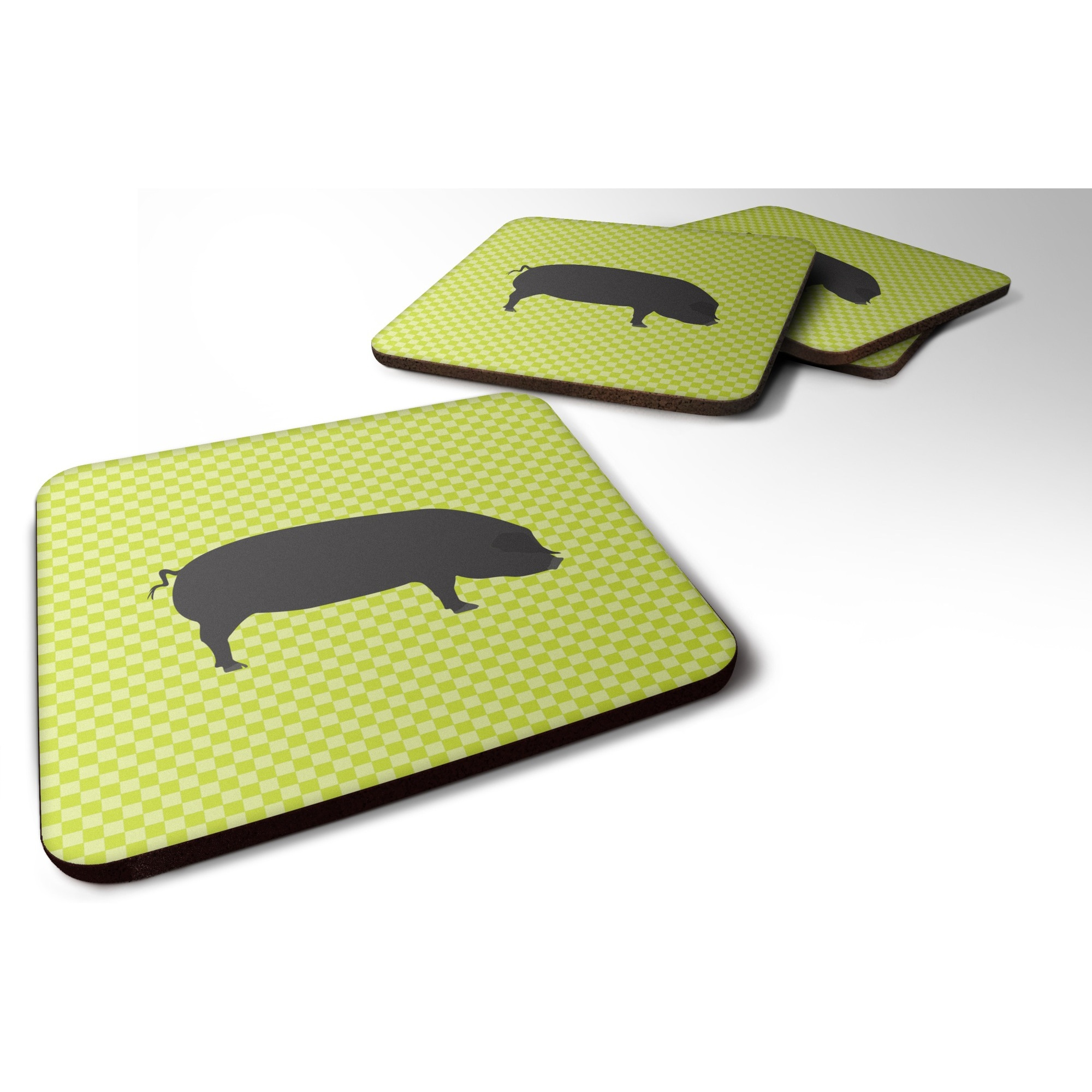 &quotCaroline's Treasures Devon Large Black Pig Green Decorative coasters, 3.5, Multicolor"
