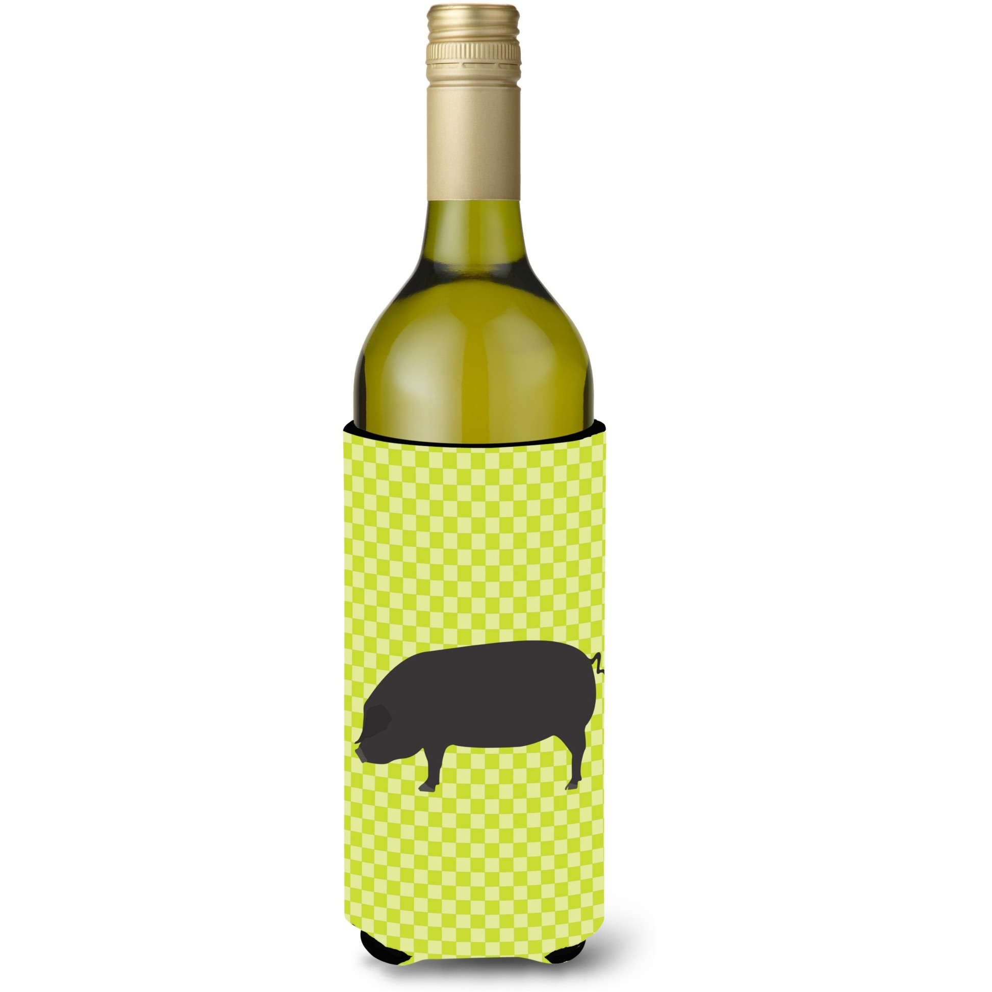 &quotCaroline's Treasures Devon Large Black Pig Green Decorative Bottle Hugger, 750 ml, Multicolor"