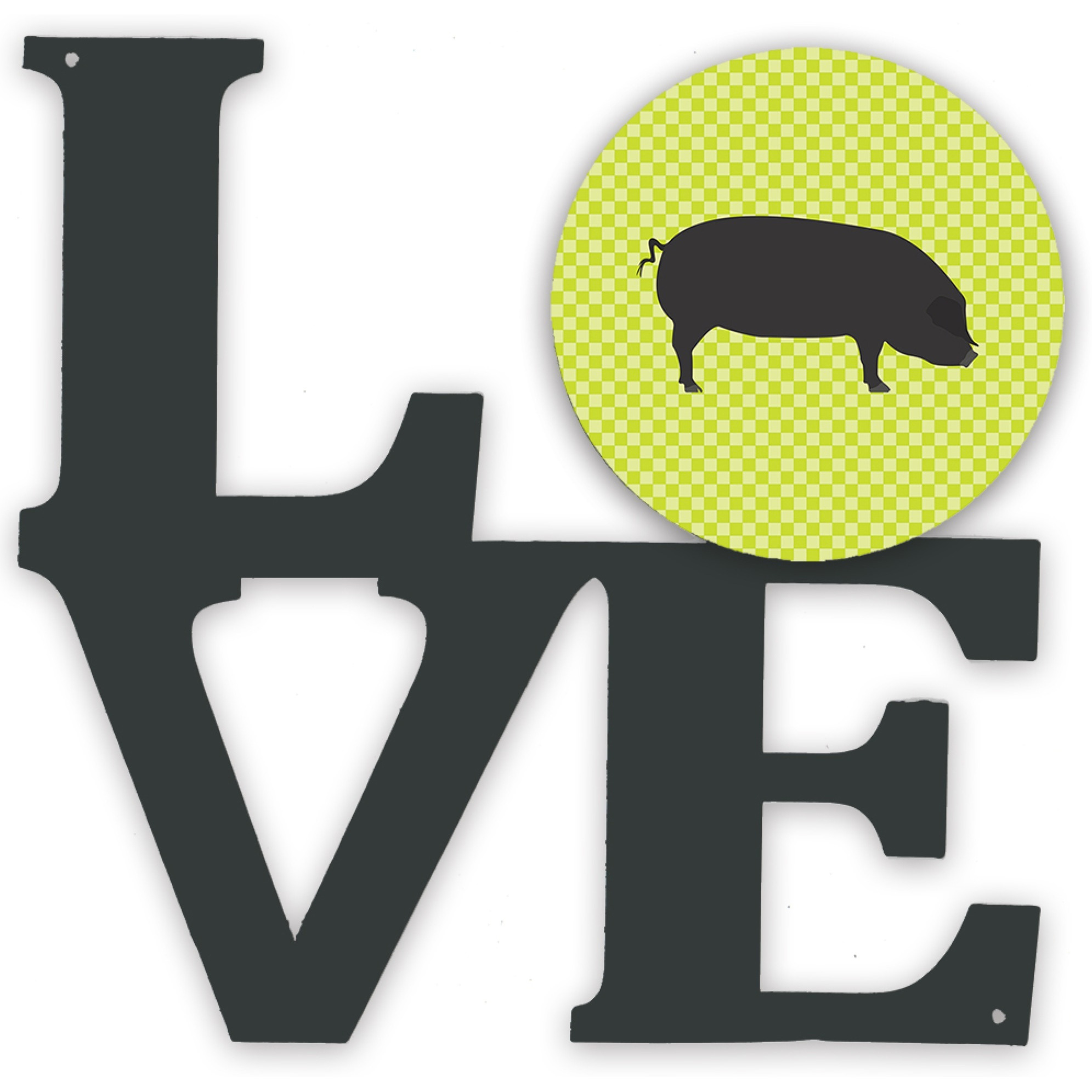 &quotCaroline's Treasures Devon Large Black Pig Green Metal Artwork Love wall-decor, Multicolor"