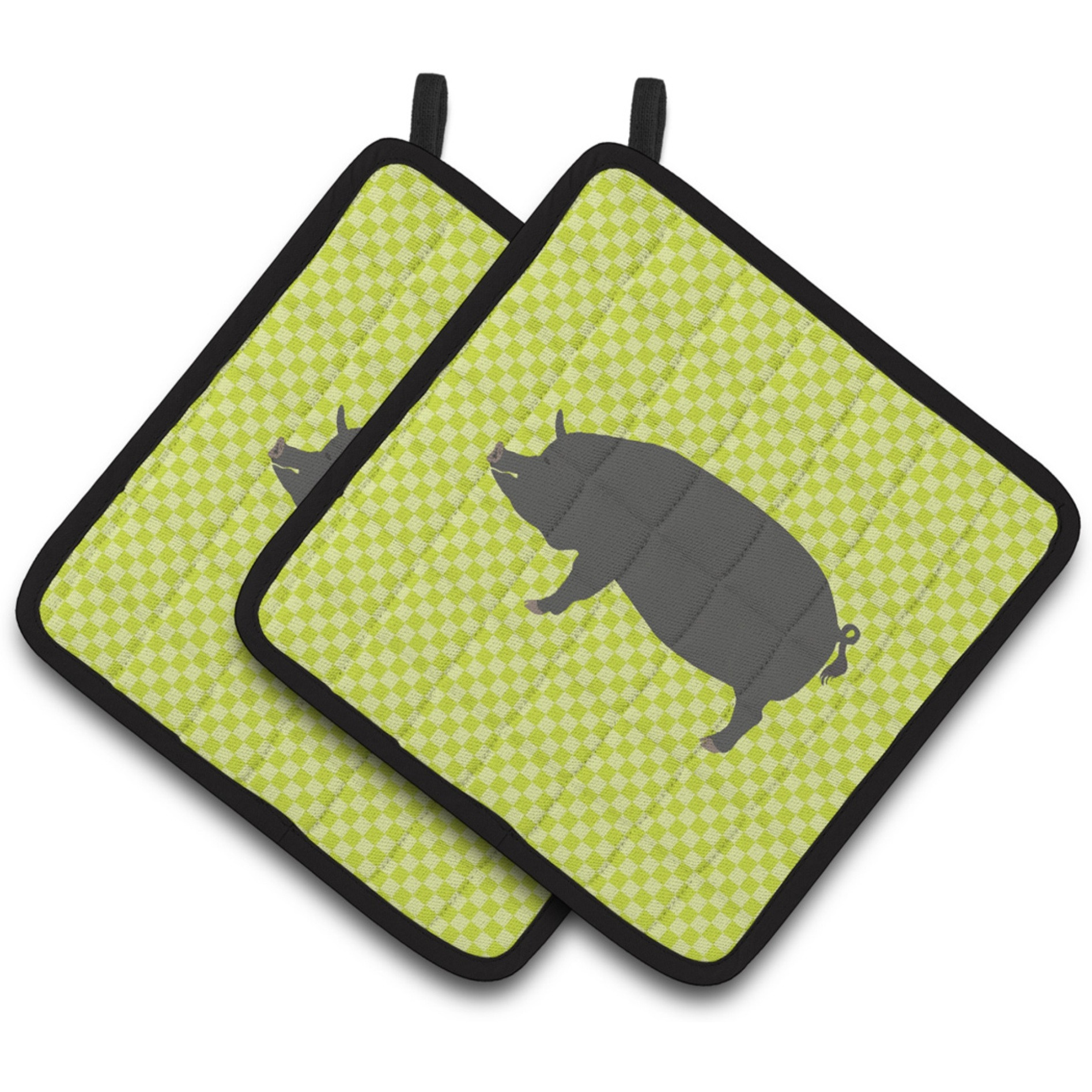&quotCaroline's Treasures Berkshire Pig Green Decorated Pot Holder, 7.5"" x 7.5"""