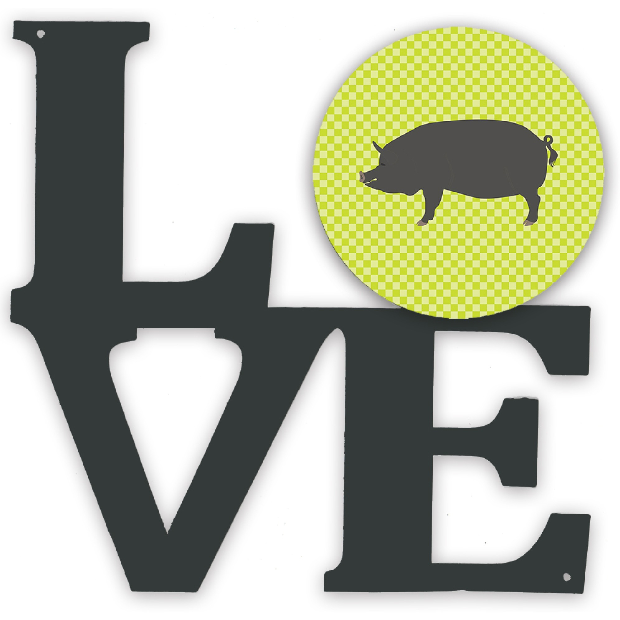 &quotCaroline's Treasures Berkshire Pig Green Metal Artwork Love wall-decor, Multicolor"