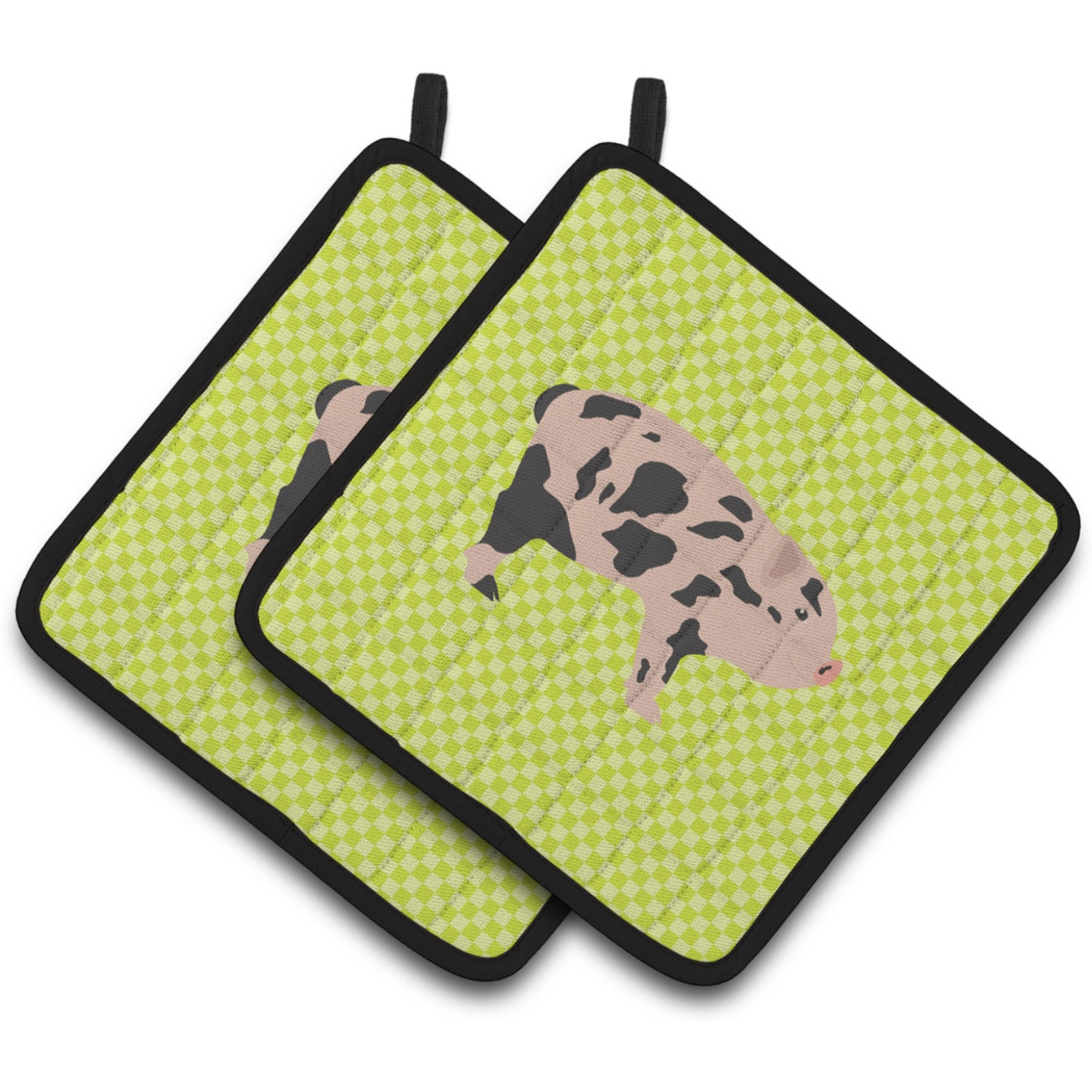 &quotCaroline's Treasures Mini Miniature Pig Green Decorated Pot Holder, 7.5"" x 7.5"""