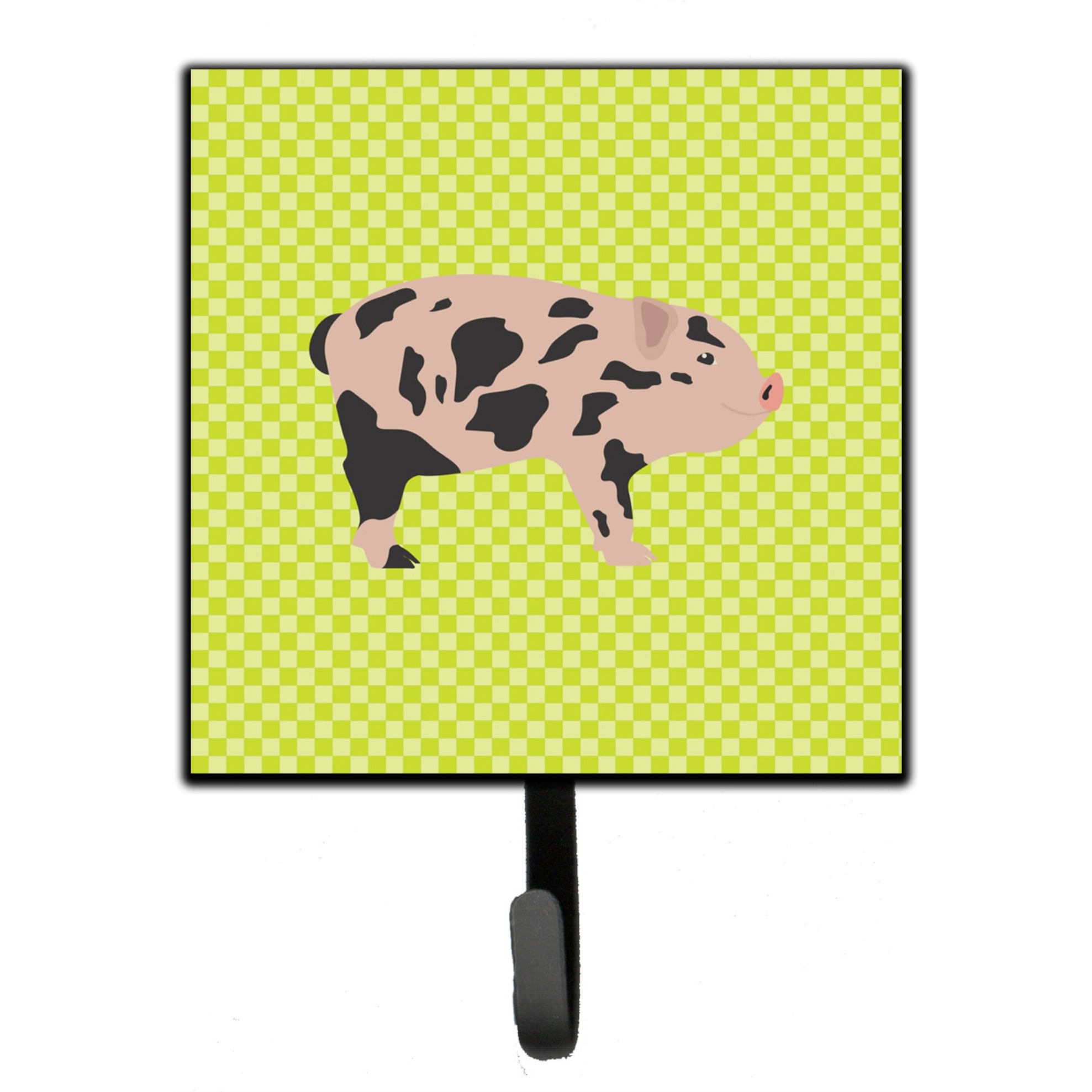 &quotCaroline's Treasures Mini Miniature Pig Green Wall Hook, Small, Multicolor"