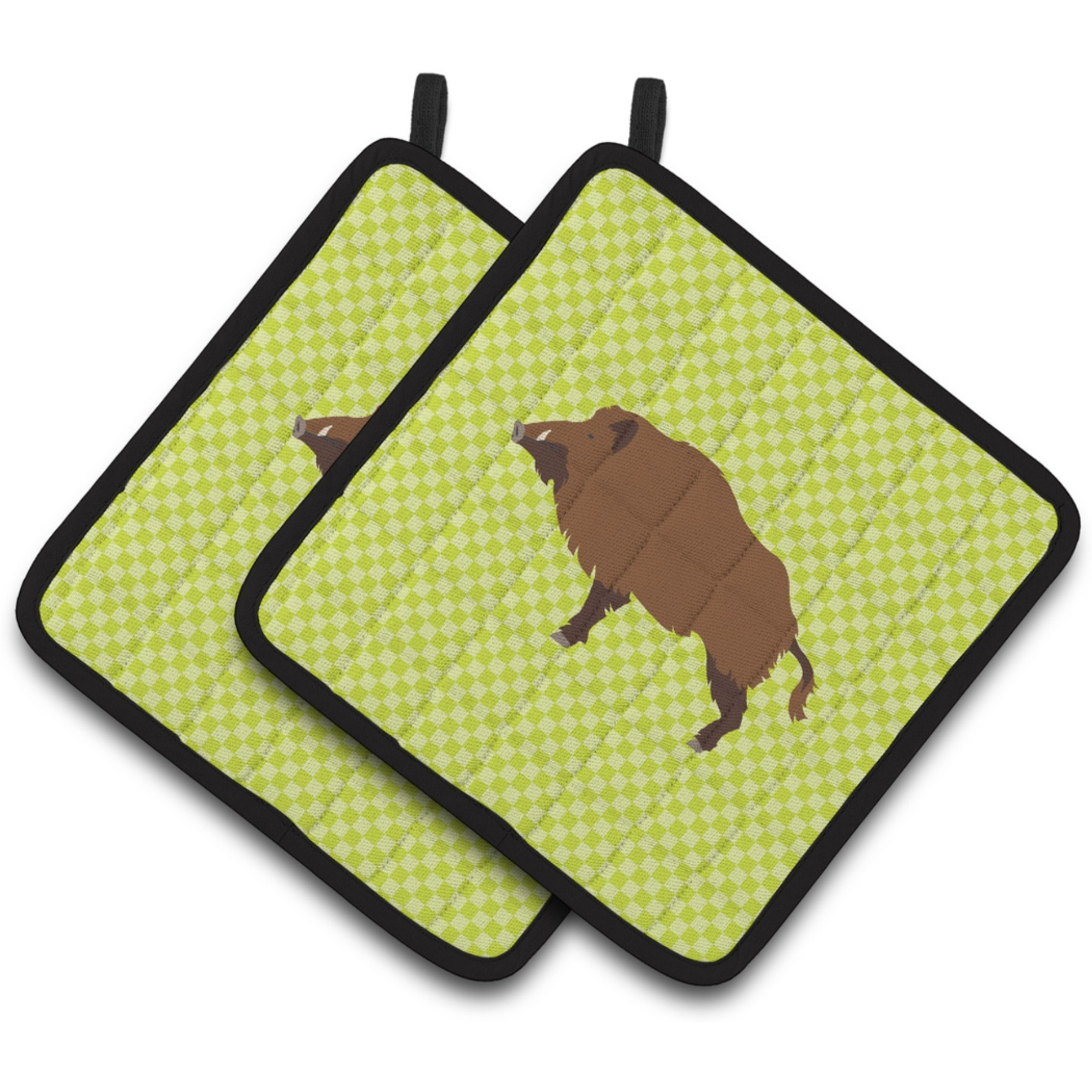 &quotCaroline's Treasures Wild Boar Pig Green Decorated Pot Holder, 7.5"" x 7.5"""