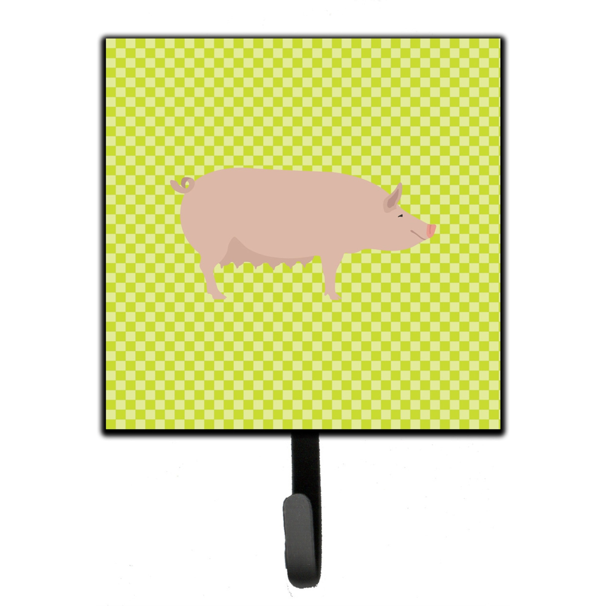 &quotCaroline's Treasures English Large White Pig Green Wall Hook, Small, Multicolor"