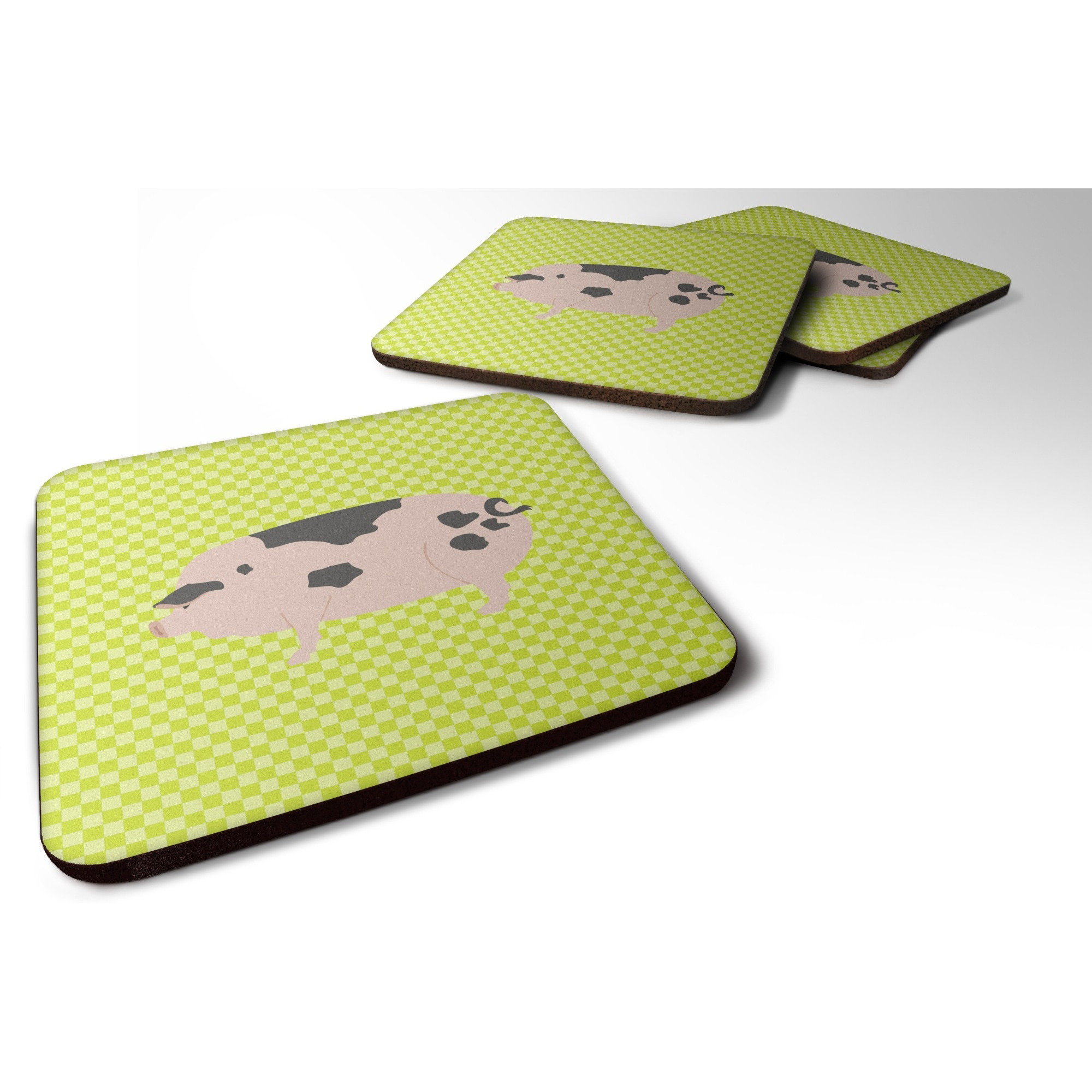 &quotCaroline's Treasures Gloucester Old Spot Pig Green Decorative coasters, 3.5, Multicolor"