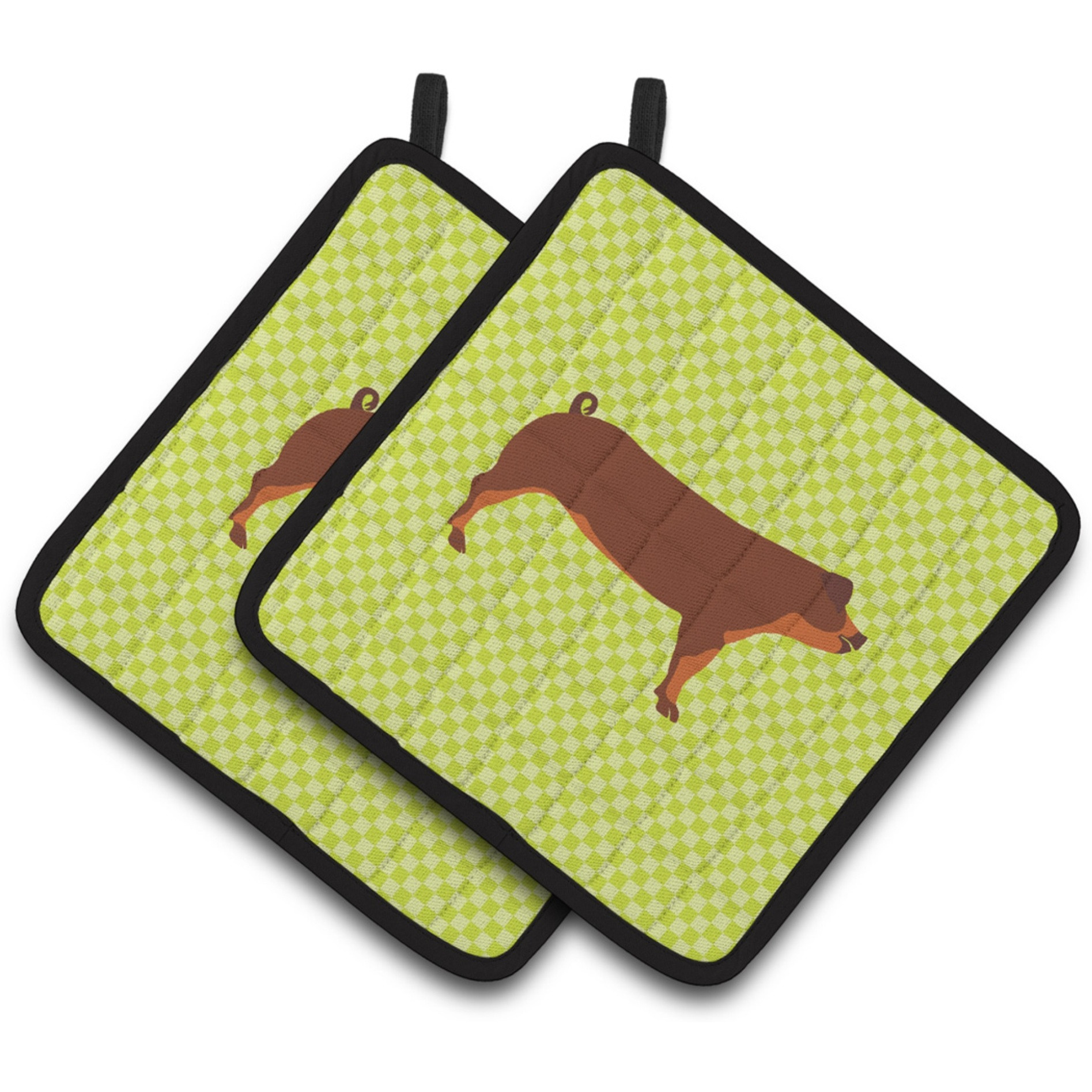 &quotCaroline's Treasures Duroc Pig Green Decorated Pot Holder, 7.5"" x 7.5"""