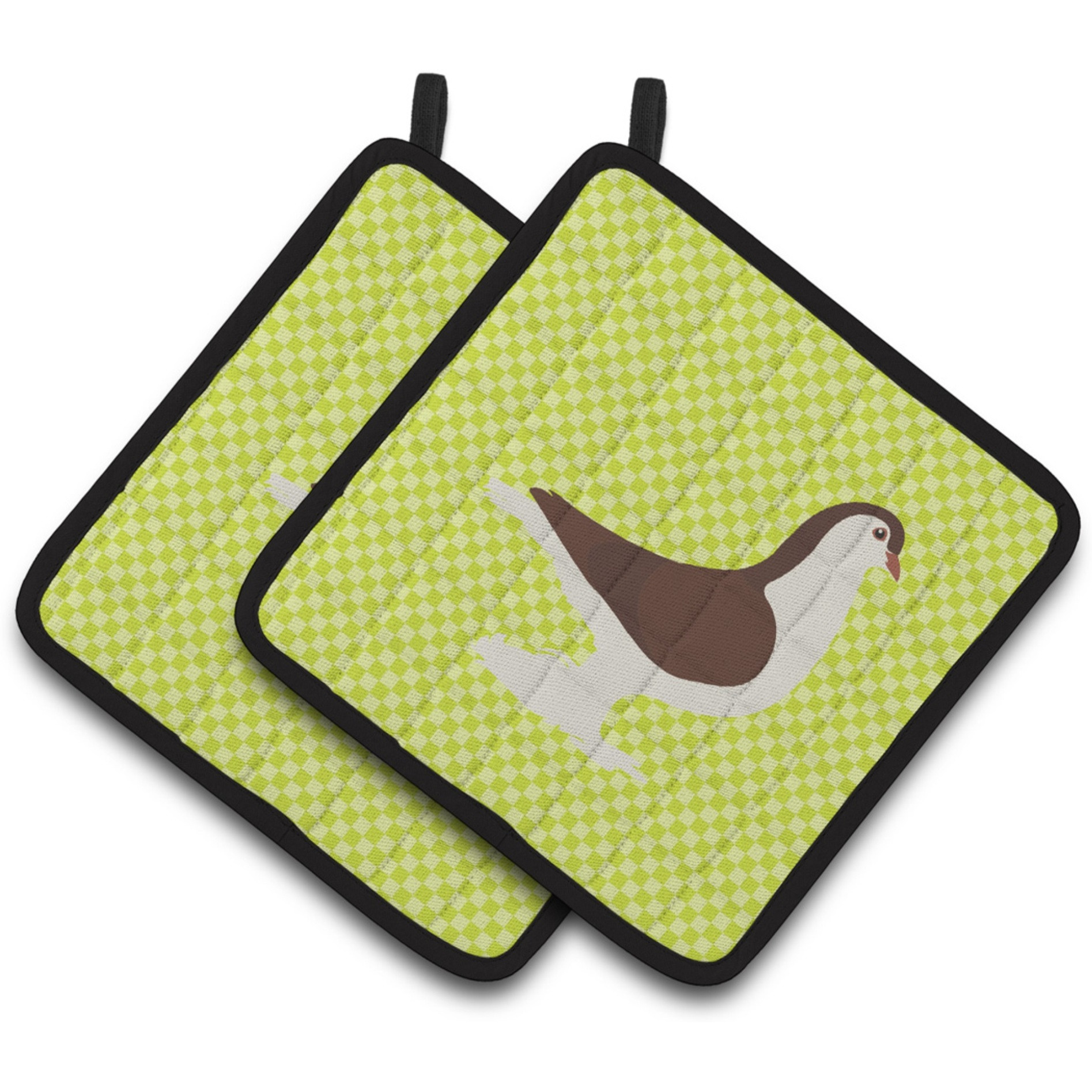 &quotCaroline's Treasures Large Pigeon Green Decorated Pot Holder, 7.5"" x 7.5"""