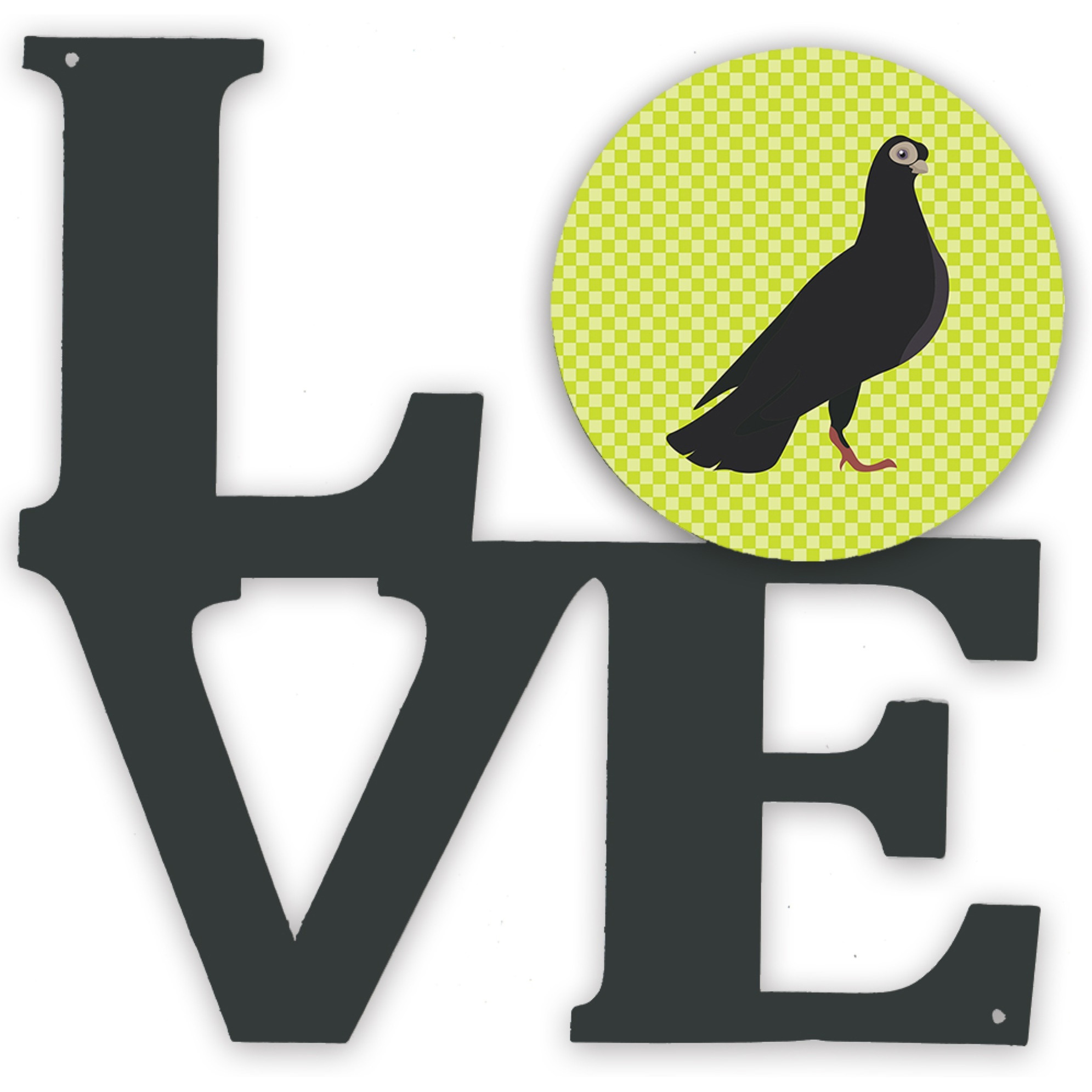 &quotCaroline's Treasures Budapest Highflyer Pigeon Green Metal Artwork Love wall-decor, Multicolor"