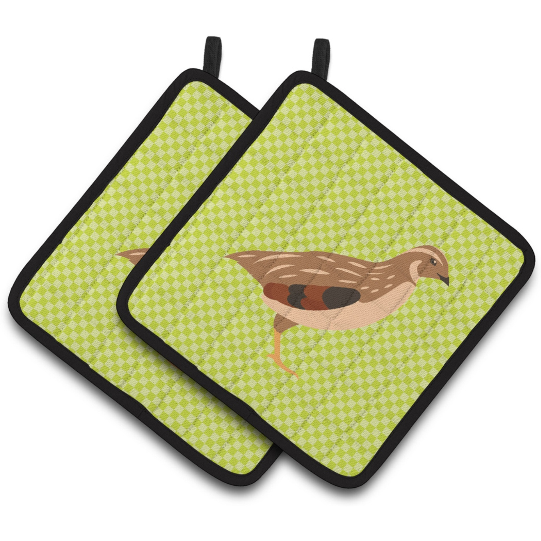 &quotCaroline's Treasures Golden Phoenix Quail Green Decorated Pot Holder, 7.5"" x 7.5"""