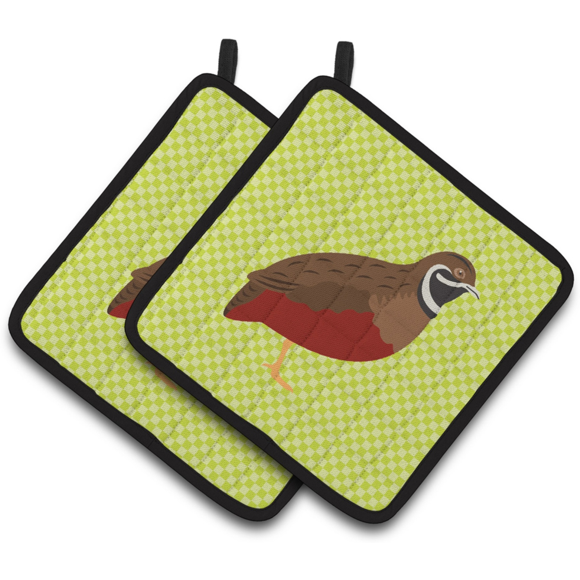 &quotCaroline's Treasures Chinese Painted or King Quail Green Decorated Pot Holder, 7.5"" x 7.5"""