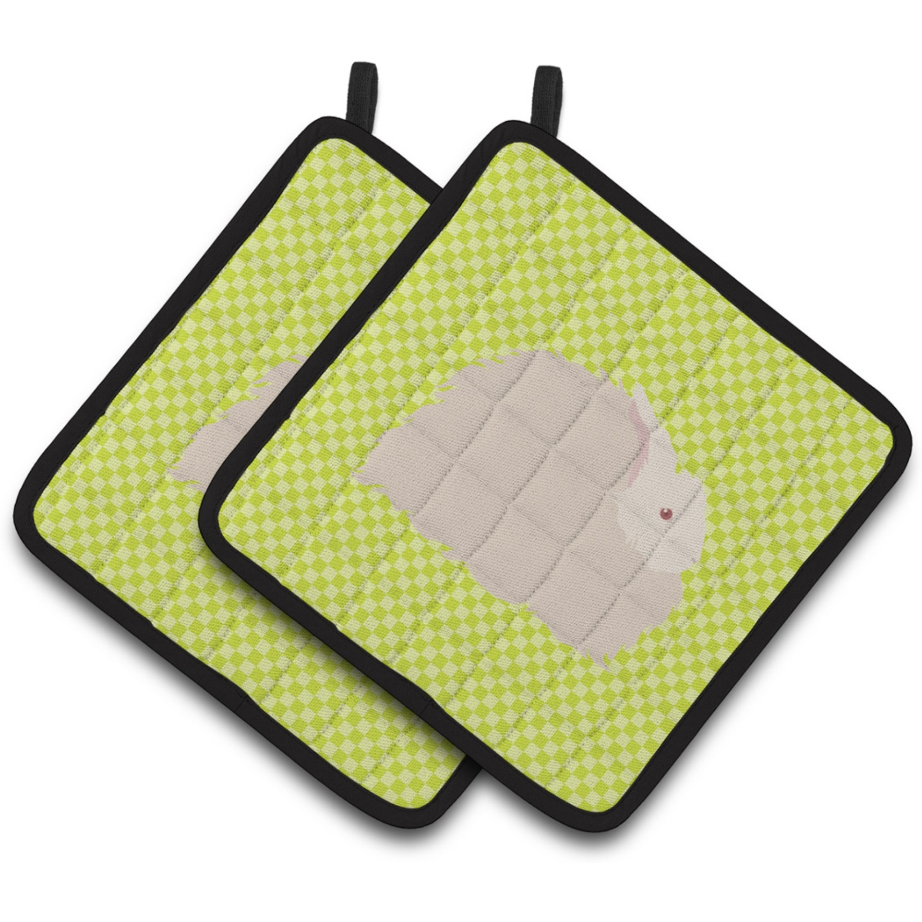 &quotCaroline's Treasures Fluffy Angora Rabbit Green Decorated Pot Holder, 7.5"" x 7.5"""