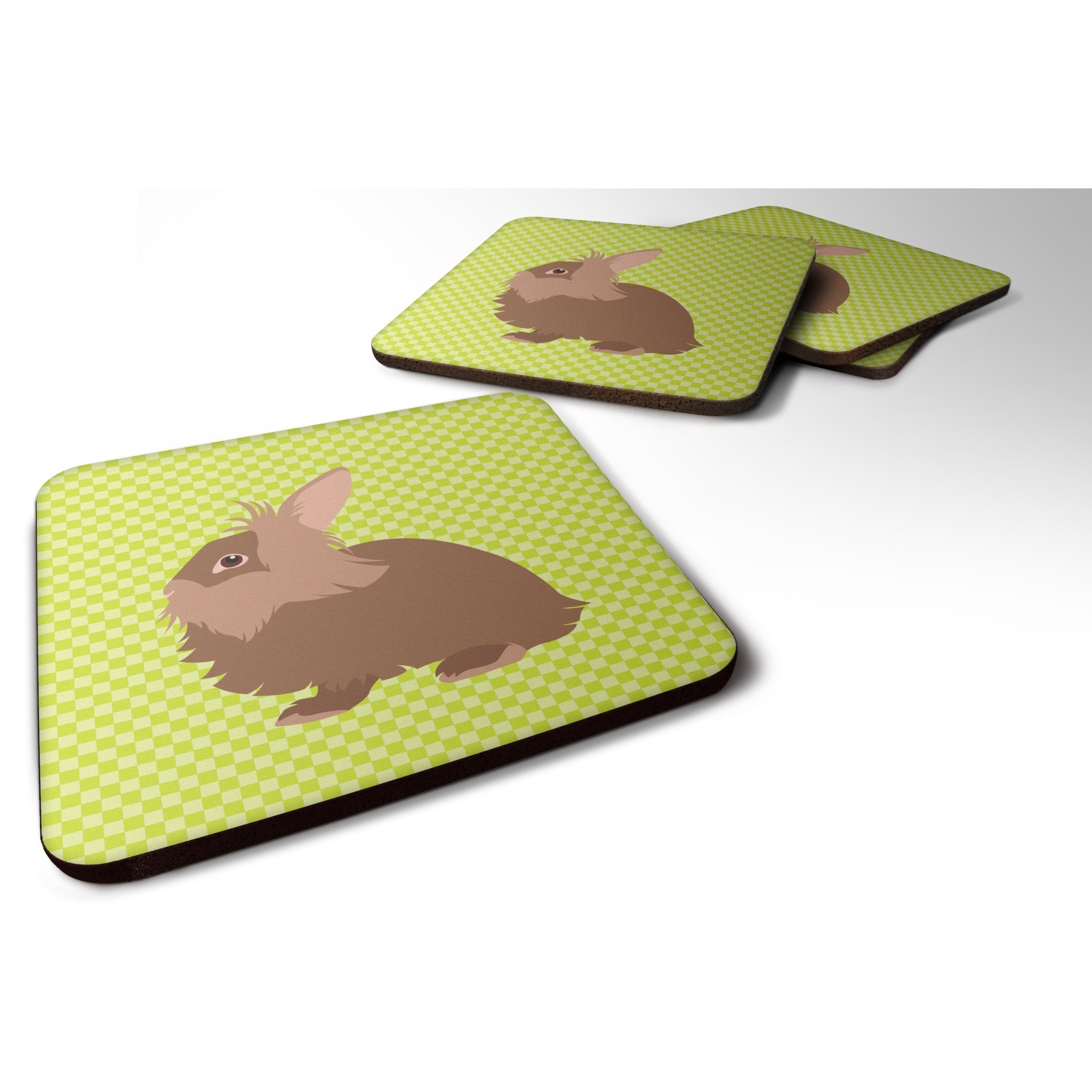 &quotCaroline's Treasures Lionhead Rabbit Green Decorative coasters, 3.5, Multicolor"