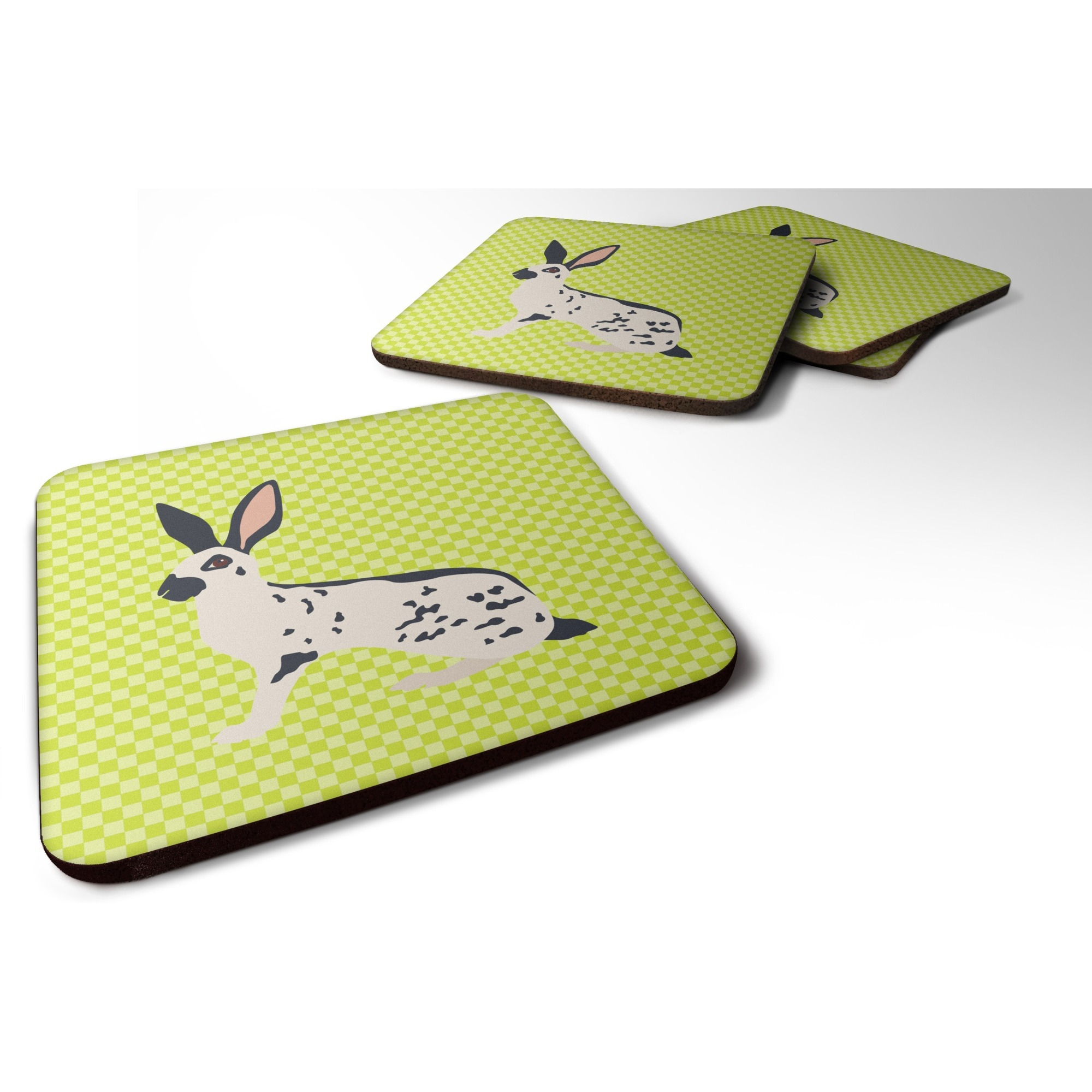 &quotCaroline's Treasures English Spot Rabbit Green Decorative coasters, 3.5, Multicolor"