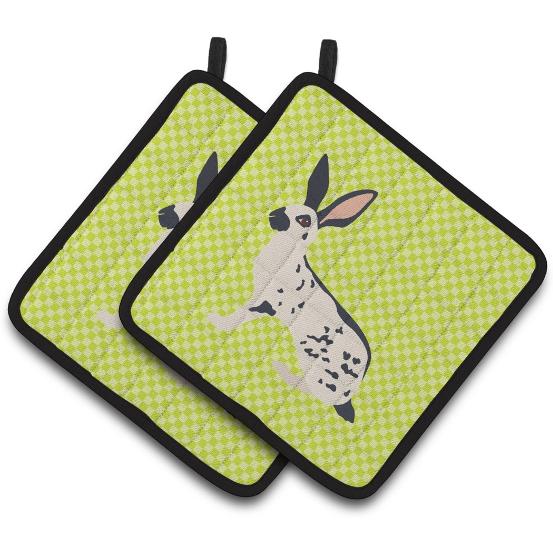 &quotCaroline's Treasures English Spot Rabbit Green Decorated Pot Holder, 7.5"" x 7.5"""