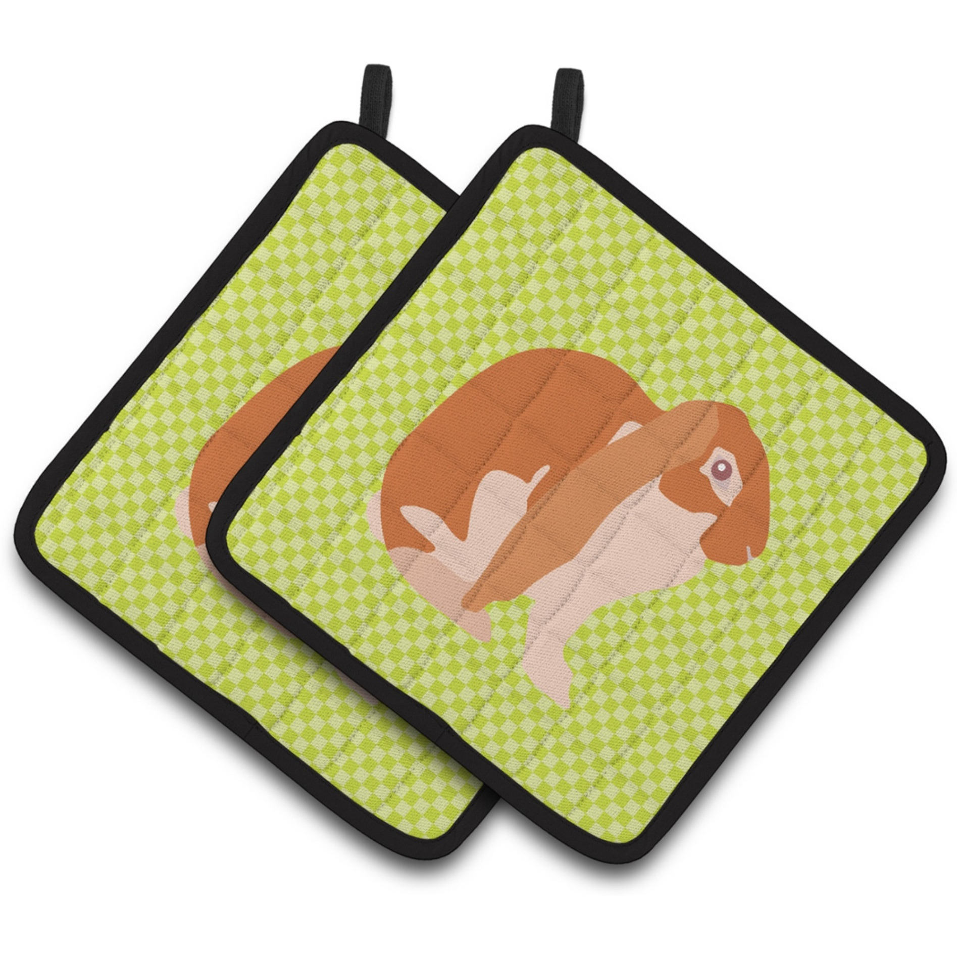 &quotCaroline's Treasures English Lop Rabbit Green Decorated Pot Holder, 7.5"" x 7.5"""