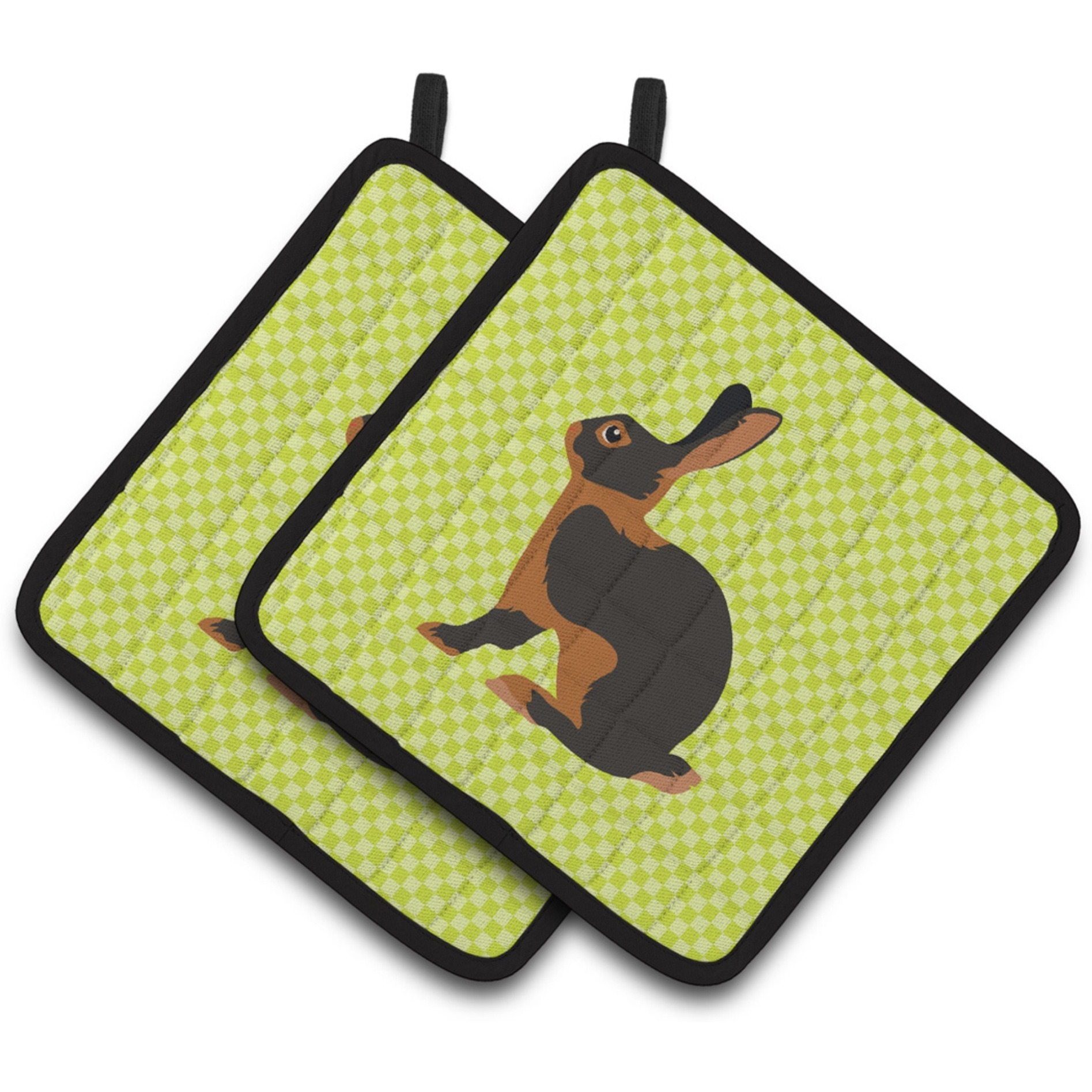 &quotCaroline's Treasures Tan Rabbit Green Decorated Pot Holder, 7.5"" x 7.5"""