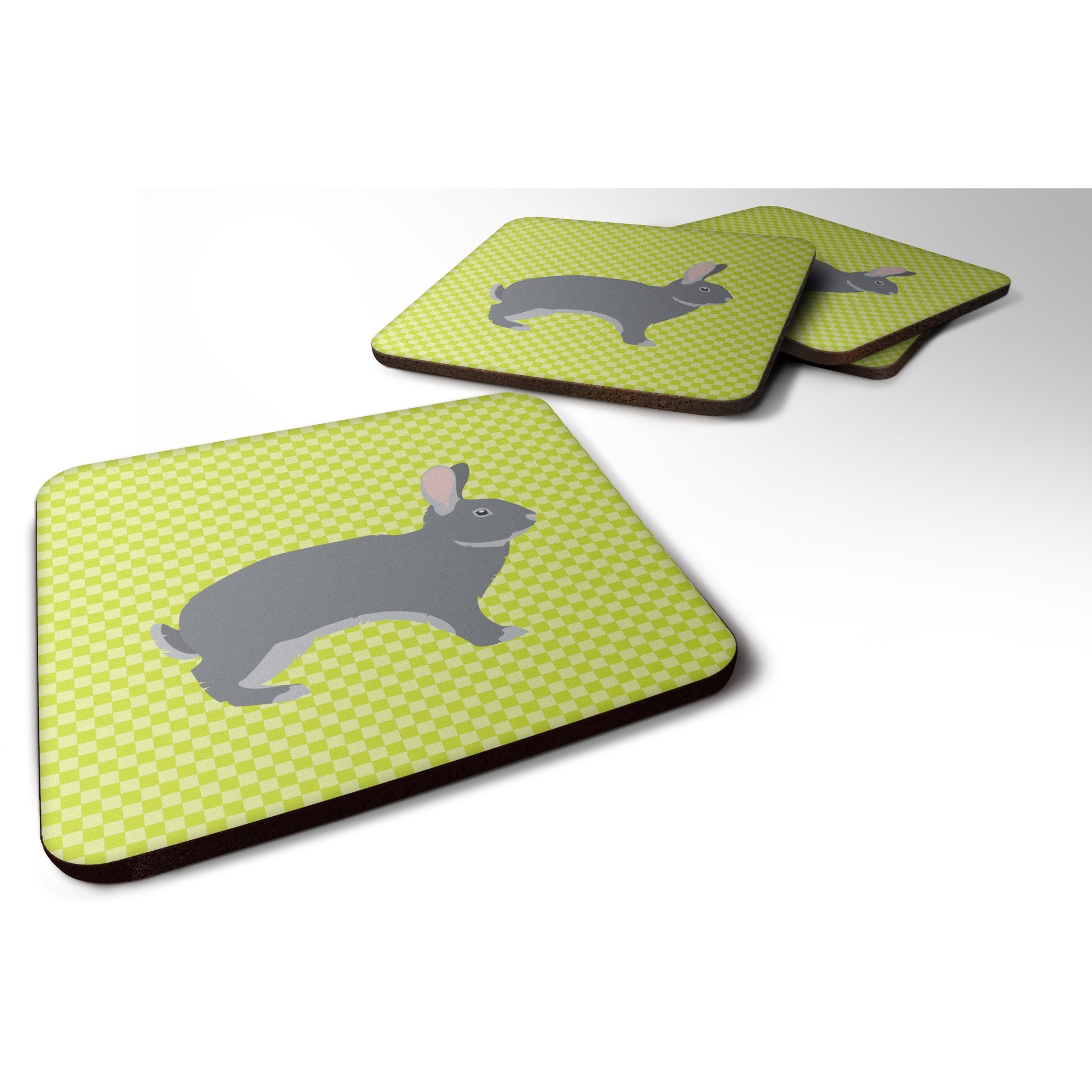 &quotCaroline's Treasures Giant Chinchilla Rabbit Green Decorative coasters, 3.5, Multicolor"