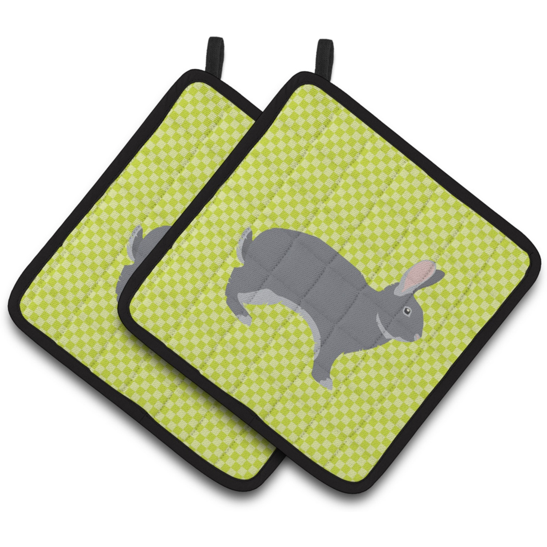 &quotCaroline's Treasures Giant Chinchilla Rabbit Green Decorated Pot Holder, 7.5"" x 7.5"""