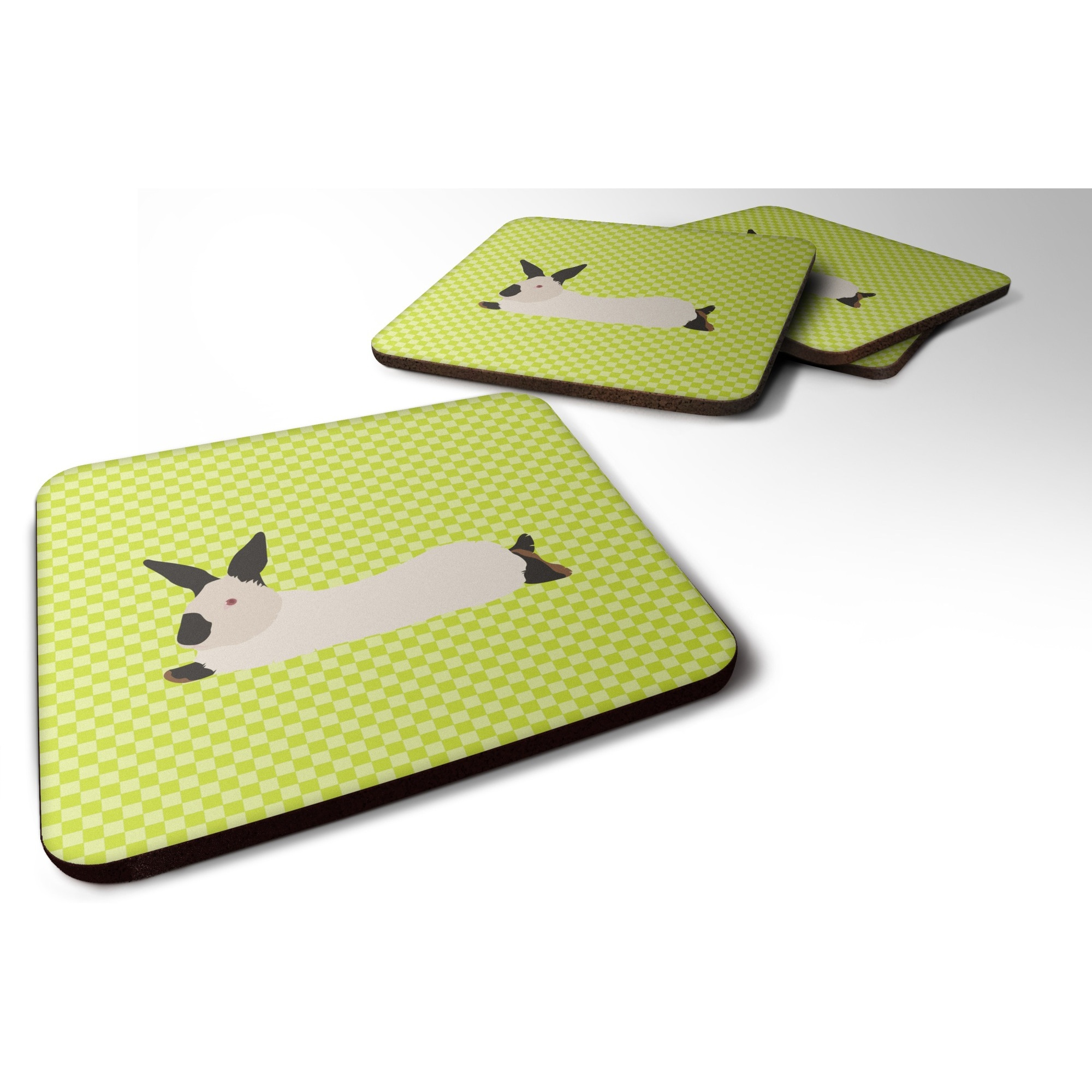 &quotCaroline's Treasures California White Rabbit Green Decorative coasters, 3.5, Multicolor"