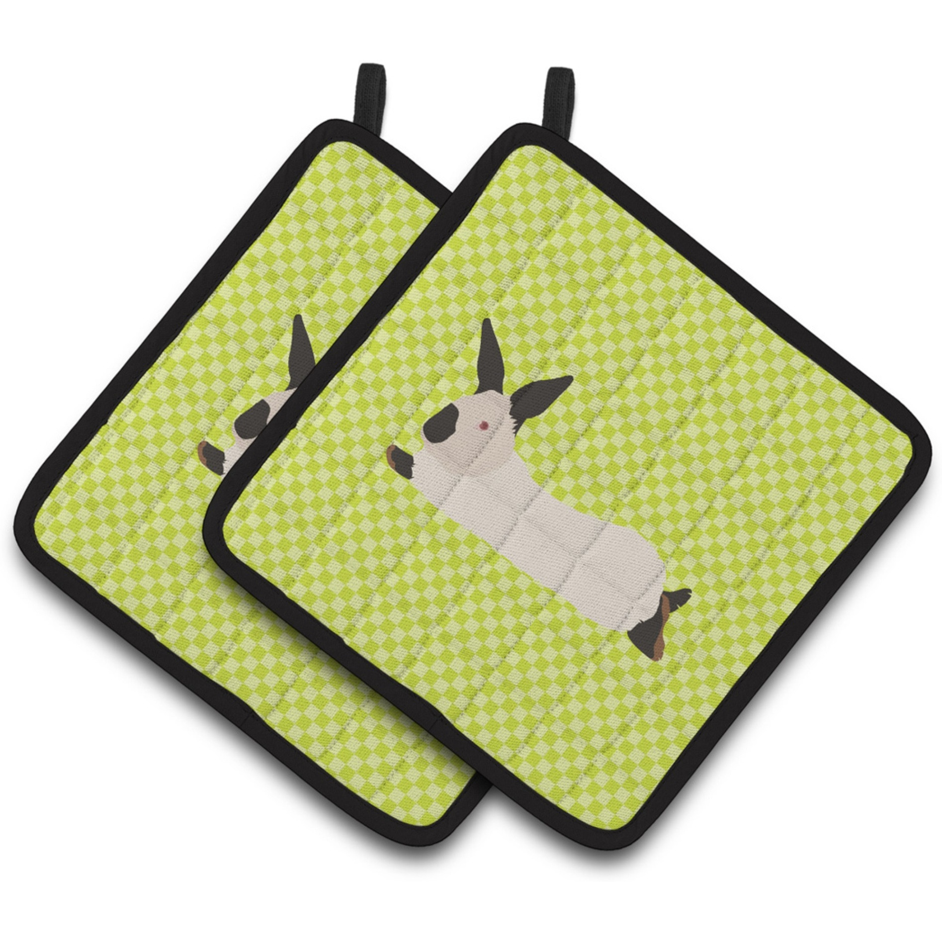 &quotCaroline's Treasures California White Rabbit Green Decorated Pot Holder, 7.5"" x 7.5"""