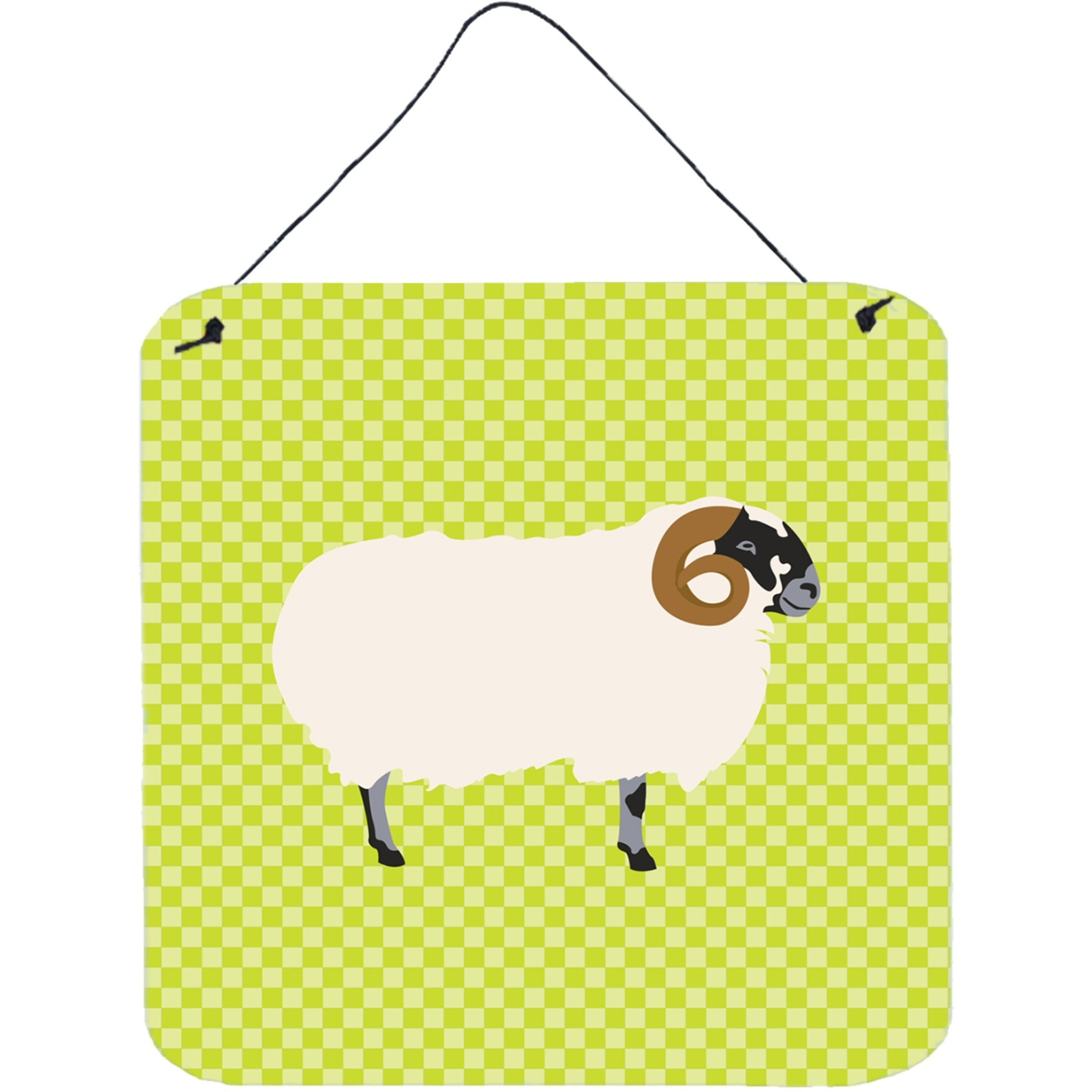&quotCaroline's Treasures Green Scottish Blackface Sheep Metal Print, 6"" H x 6"" W"