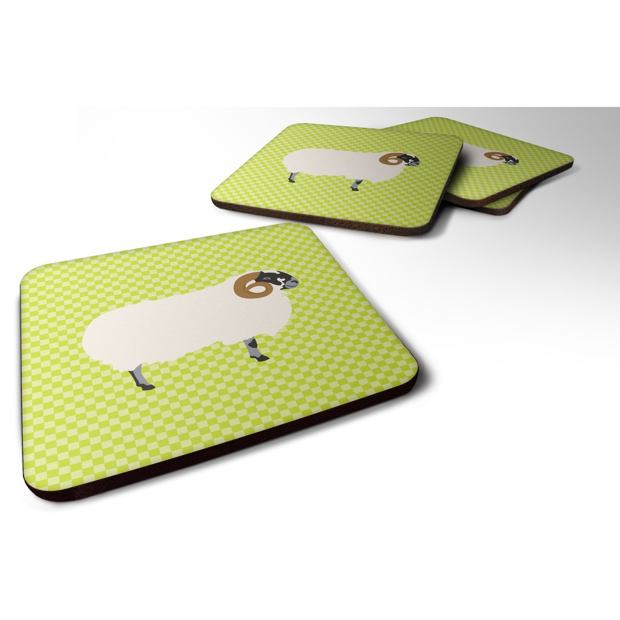 &quotCaroline's Treasures Scottish Blackface Sheep Green Decorative coasters, 3.5, Multicolor"