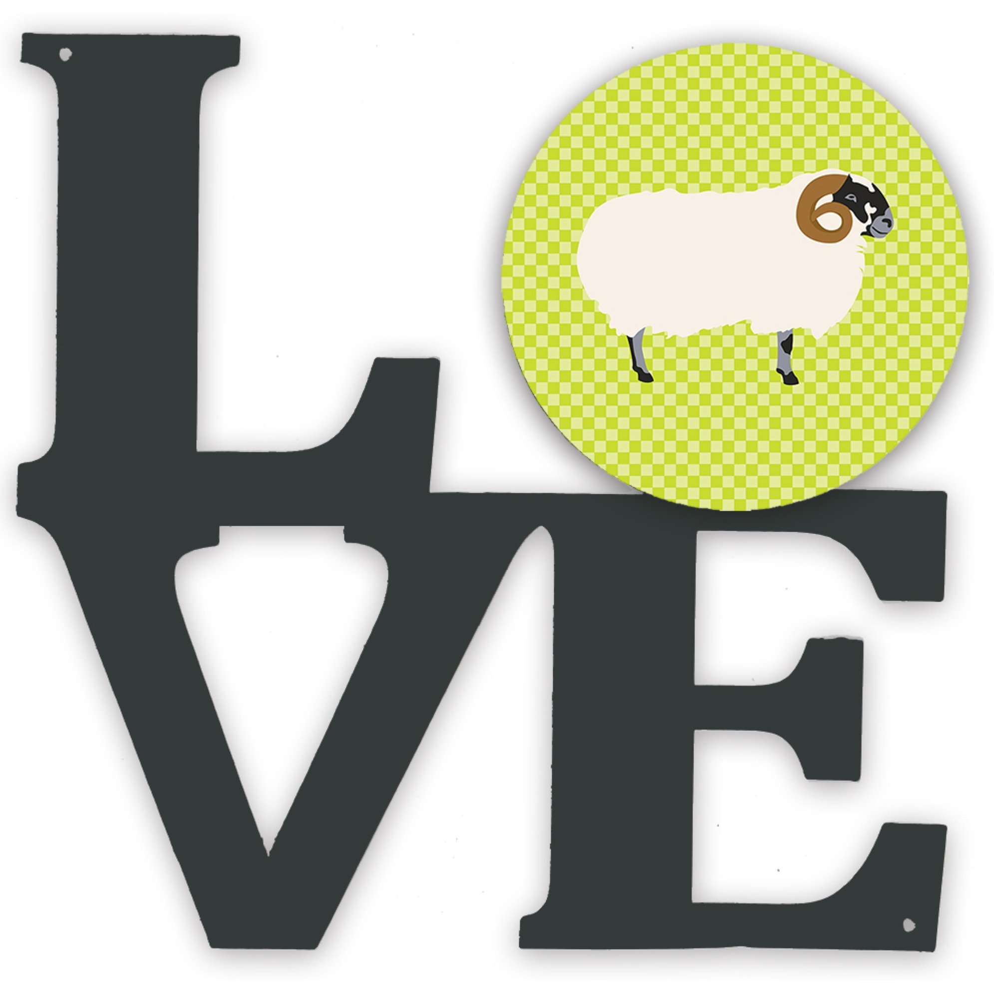 &quotCaroline's Treasures Scottish Blackface Sheep Green Metal Artwork Love wall-decor, Multicolor"