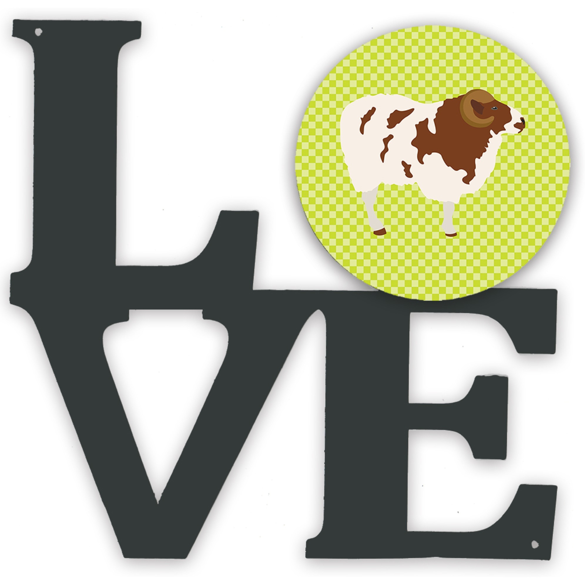 &quotCaroline's Treasures Jacob Sheep Green Metal Artwork Love wall-decor, Multicolor"