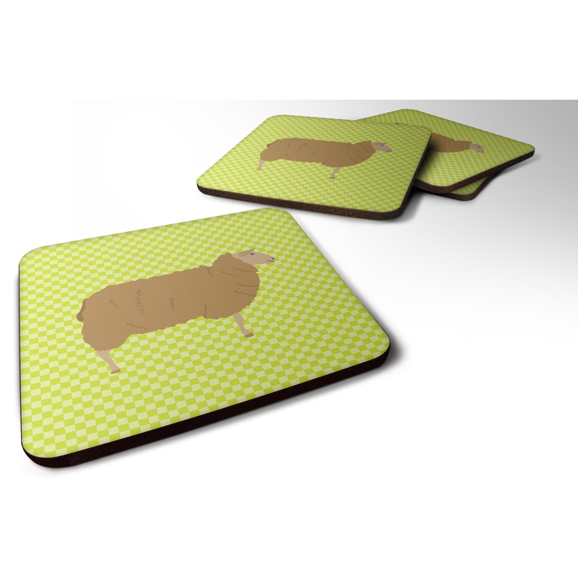 &quotCaroline's Treasures East Friesian Sheep Green Decorative coasters, 3.5, Multicolor"