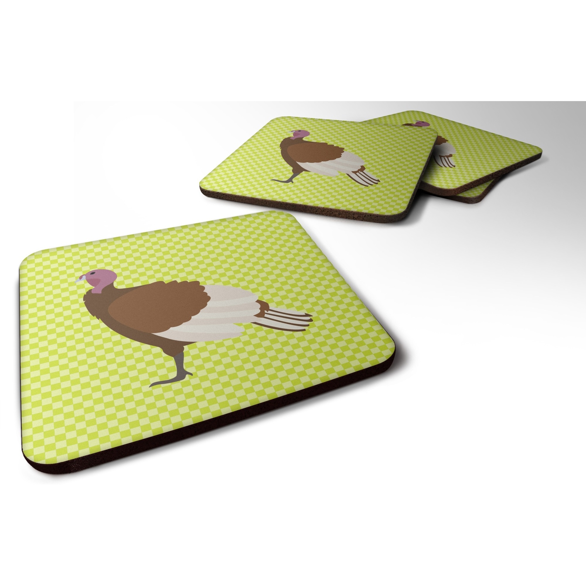 &quotCaroline's Treasures Bourbon Red Turkey Hen Green Decorative coasters, 3.5, Multicolor"