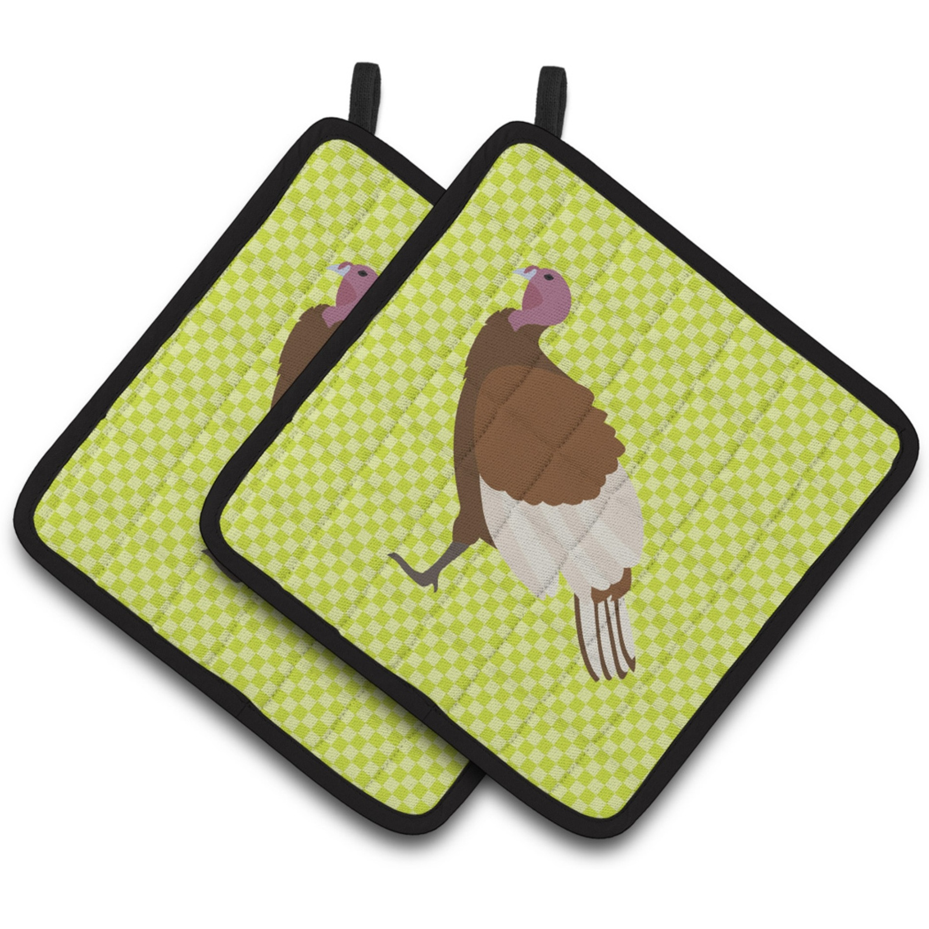 &quotCaroline's Treasures Bourbon Red Turkey Hen Green Decorated Pot Holder, 7.5"" x 7.5"""