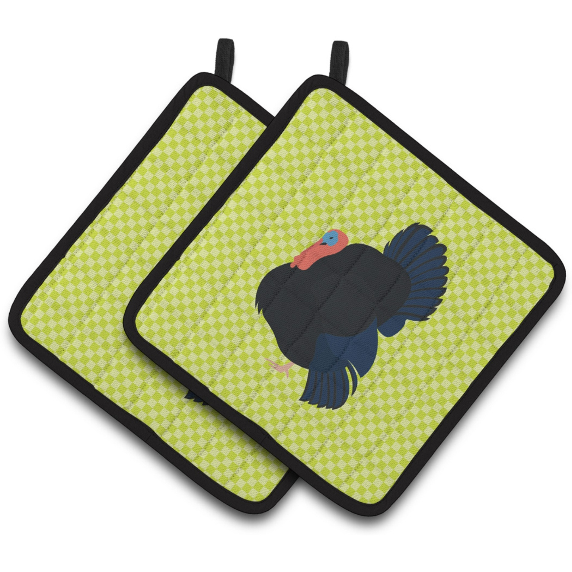 &quotCaroline's Treasures Norfolk Black Turkey Green Decorated Pot Holder, 7.5"" x 7.5"""
