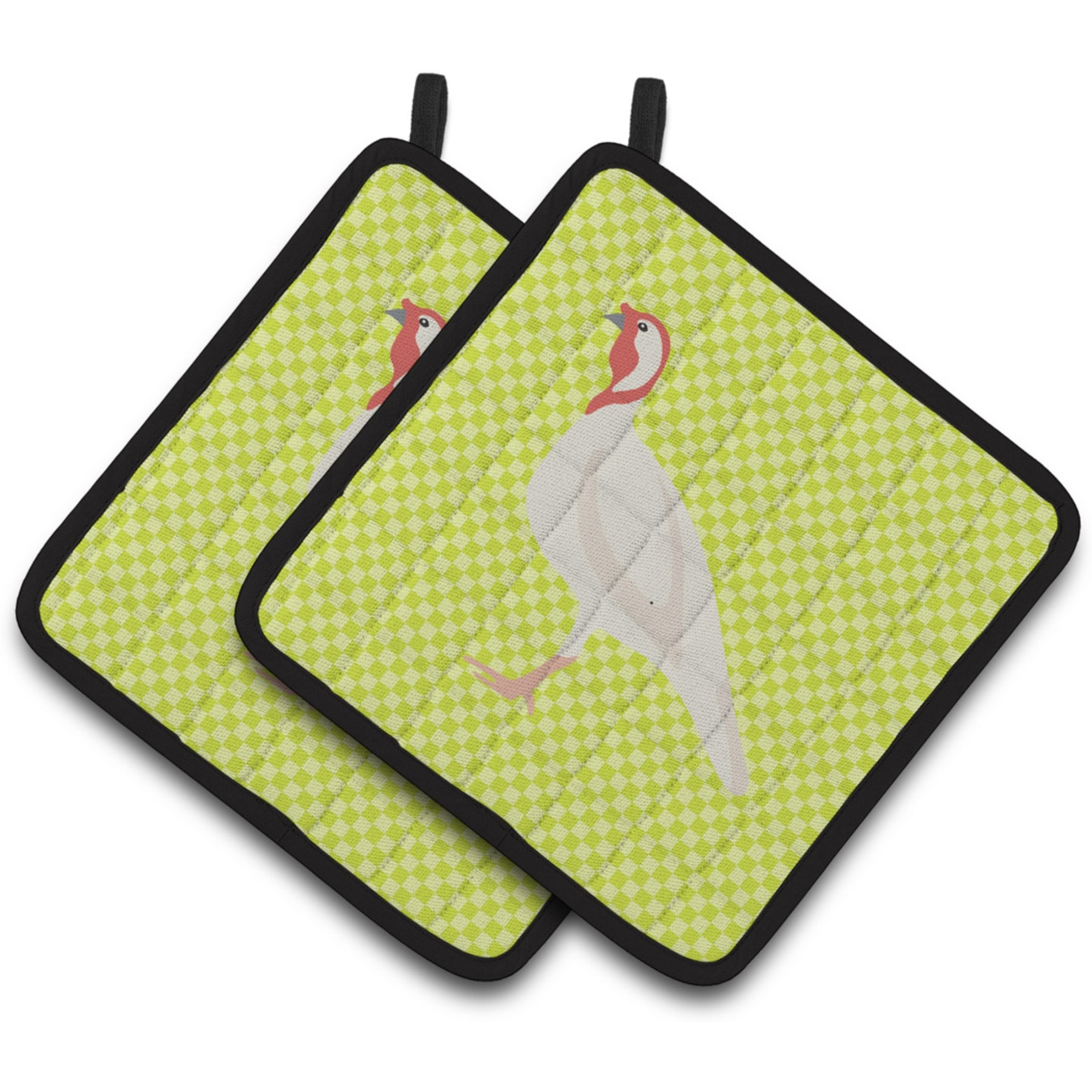 &quotCaroline's Treasures Beltsville Small White Turkey Hen Green Decorated Pot Holder, 7.5"" x 7.5"""