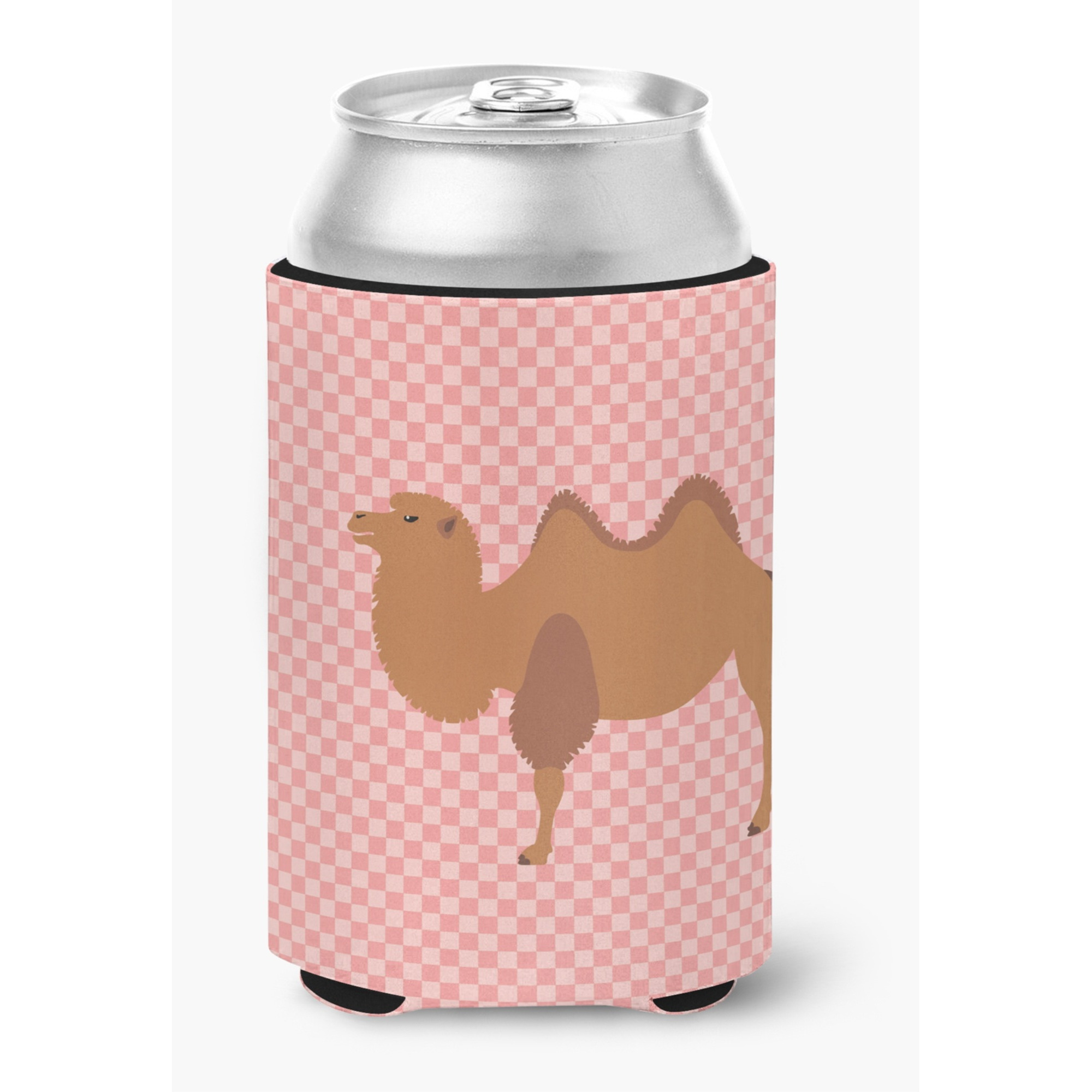 &quotCaroline's Treasures Bactrian Camel Pink Check Decorative Can Hugger, Multicolor"