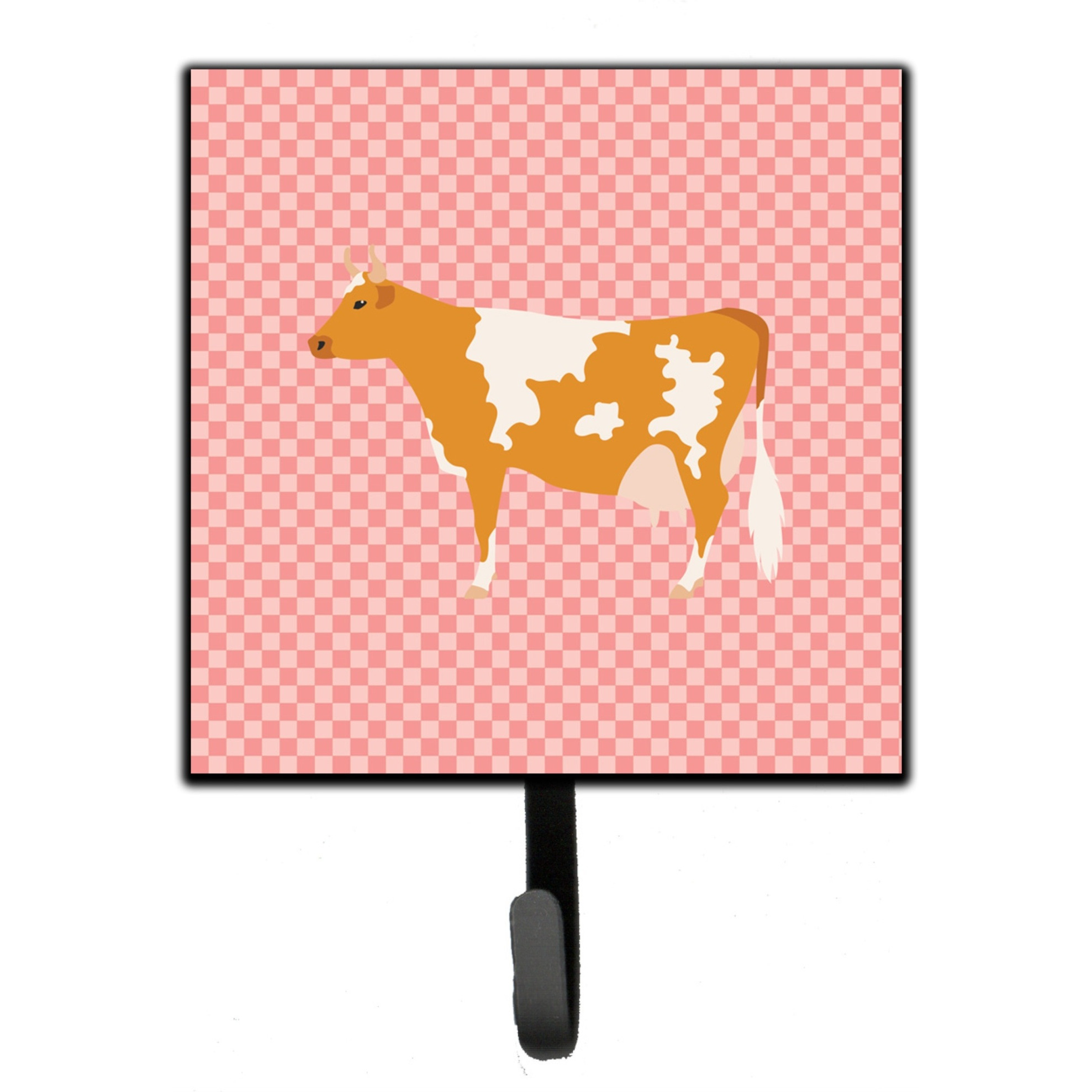 &quotCaroline's Treasures Guernsey Cow Pink Check Wall Hook, Small, Multicolor"